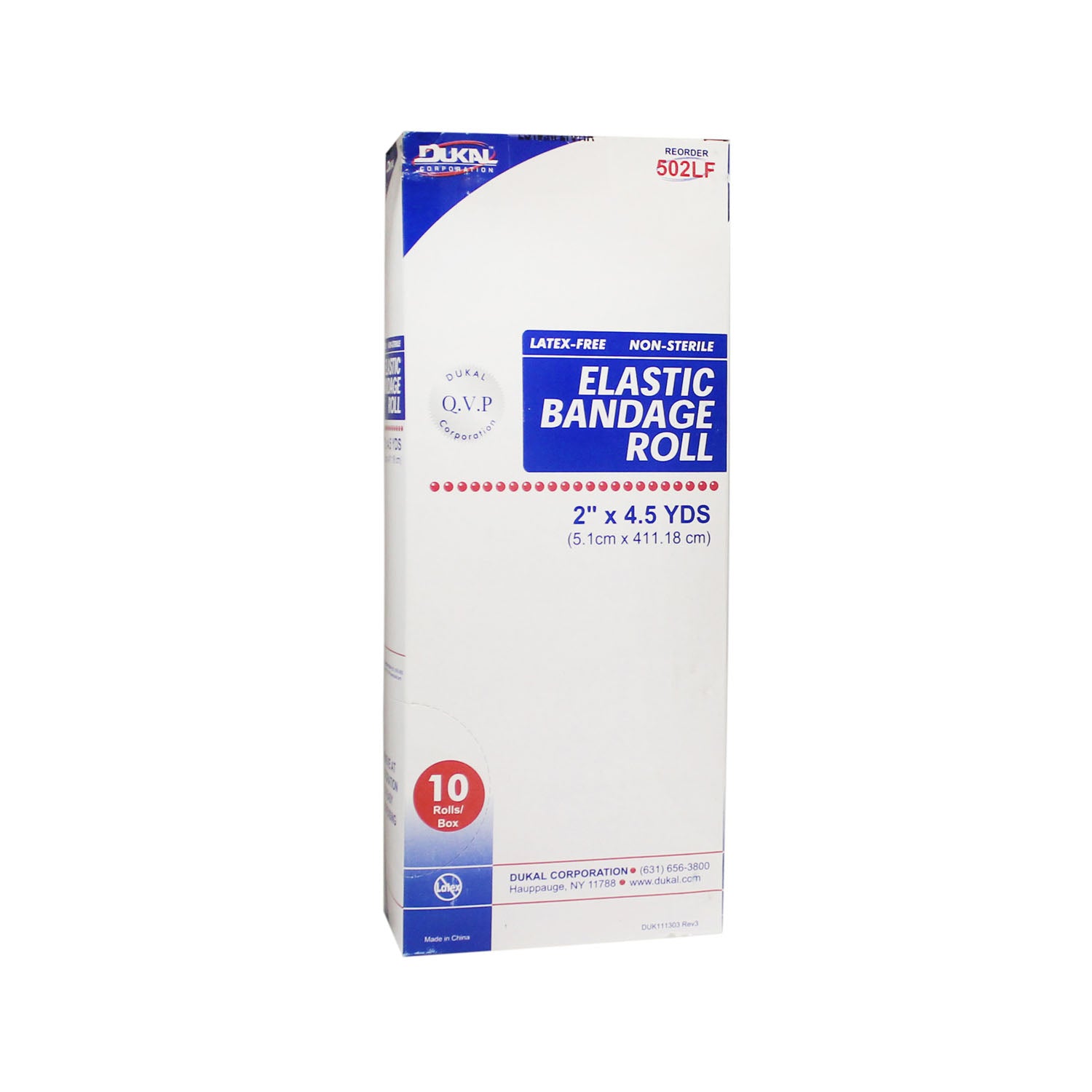 502LF - Dukal Corporation - Elastic Bandage Roll, 2" x 4.5yd, Non-Sterile, Latex Free (LF), 10/bx, 5 bx/cs , cs