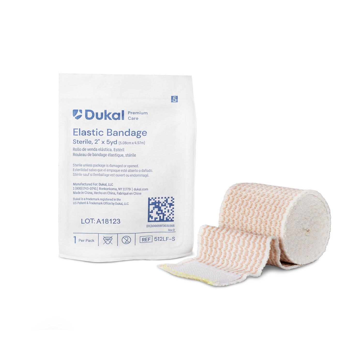 512LF-S - Dukal Corporation - Venda elástica premium, 2" x 5yd, estéril, sin látex, 1/paquete, 36/paquete, caja