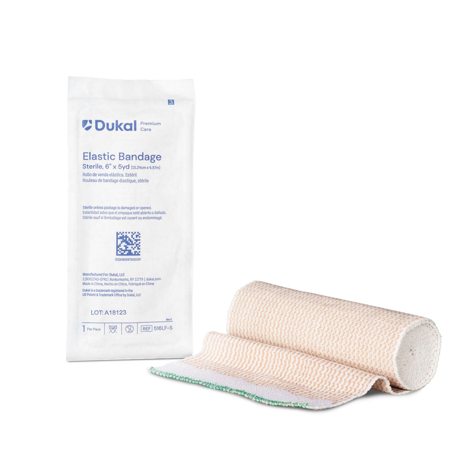 516LF-S - Dukal Corporation - Premium Elastic Bandage, 6" x 5yd, Sterile, Latex-Free, 1/pk, 36 pk/cs , cs