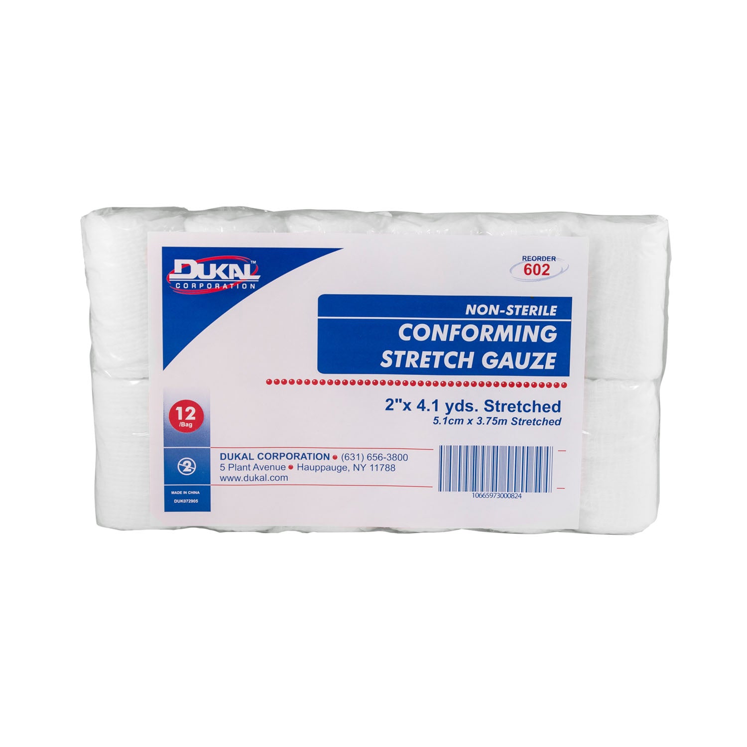 602 - Dukal Corporation - Gasa elástica, 2" x 4,1 yd, no estéril, 12/bolsa, 8 bolsas/caja, caja