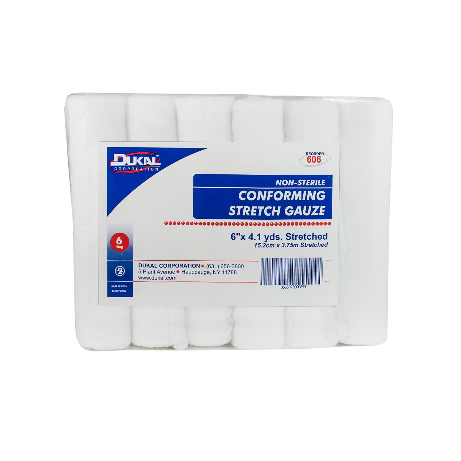 606 - Dukal Corporation - Stretch Gauze, 6" x 4.1 yd, Non-Sterile, 6/bg, 8 bg/cs , cs