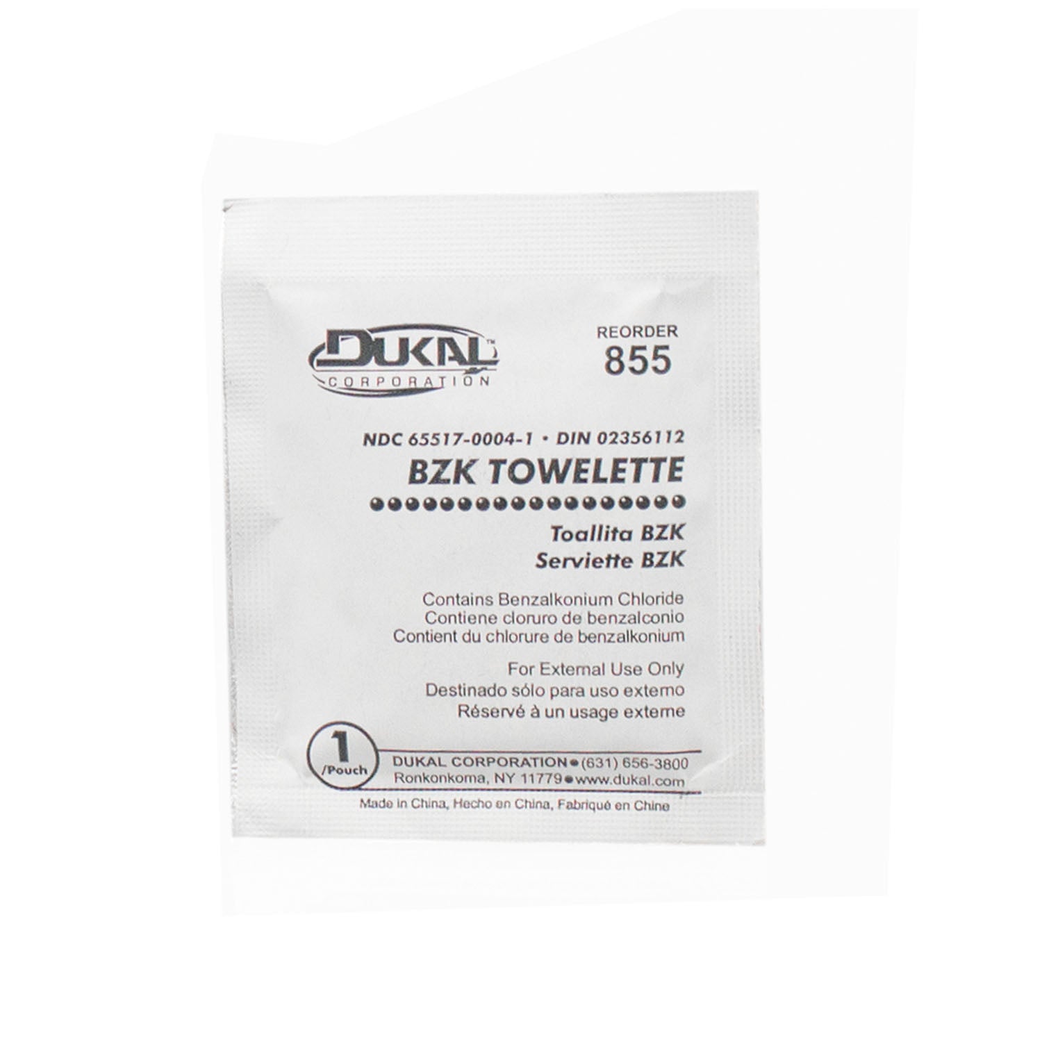 855-1200 - Dukal Corporation - Toallita BZK, 5" x 8", 1200/caja, caja