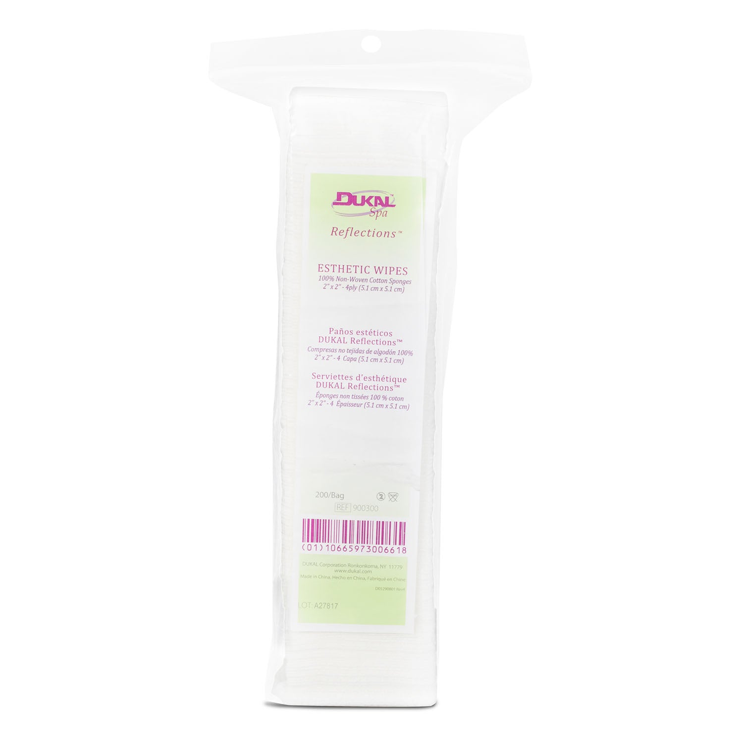 900300 - Dukal Corporation - Esthetic Wipes, 2" x 2", 4-Ply, Non-Sterile, 200/bg, 20 bg/cs , cs