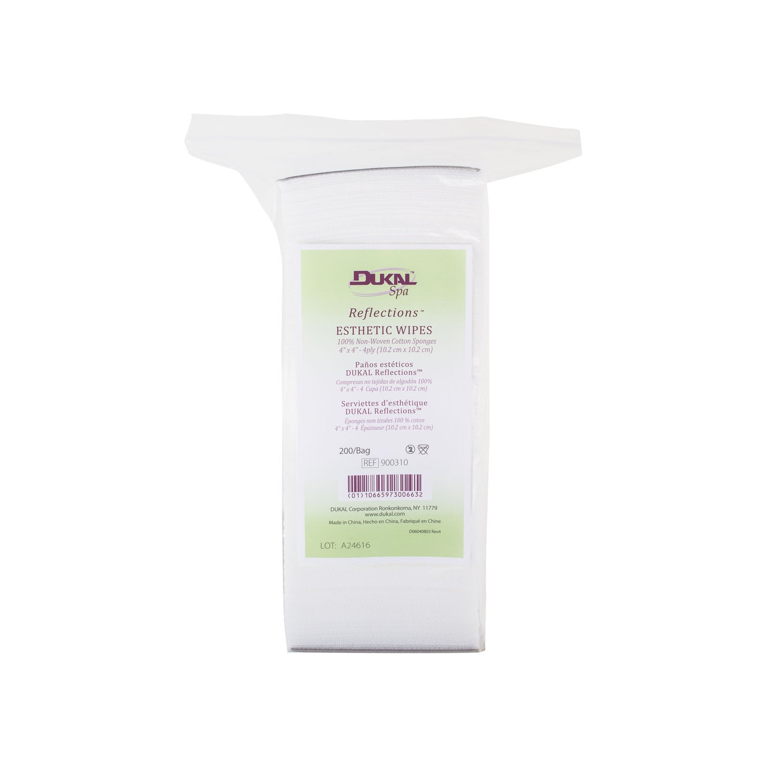 900310 - Dukal Corporation - Esthetic Wipes, 4" x 4", 4-Ply, Non-Sterile, 200/bg, 10 bg/cs , cs