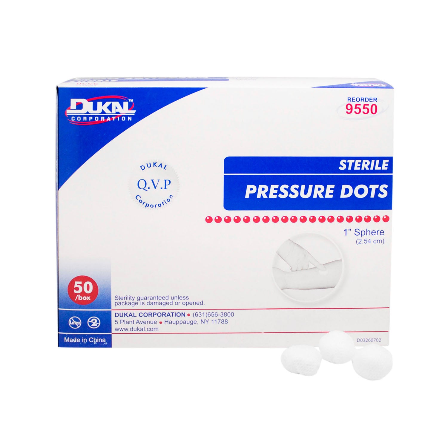 9550 - Dukal Corporation - Pressure Dots, 1", Sterile, 1/pk, 50 pk/bx, 10 bx/cs , cs