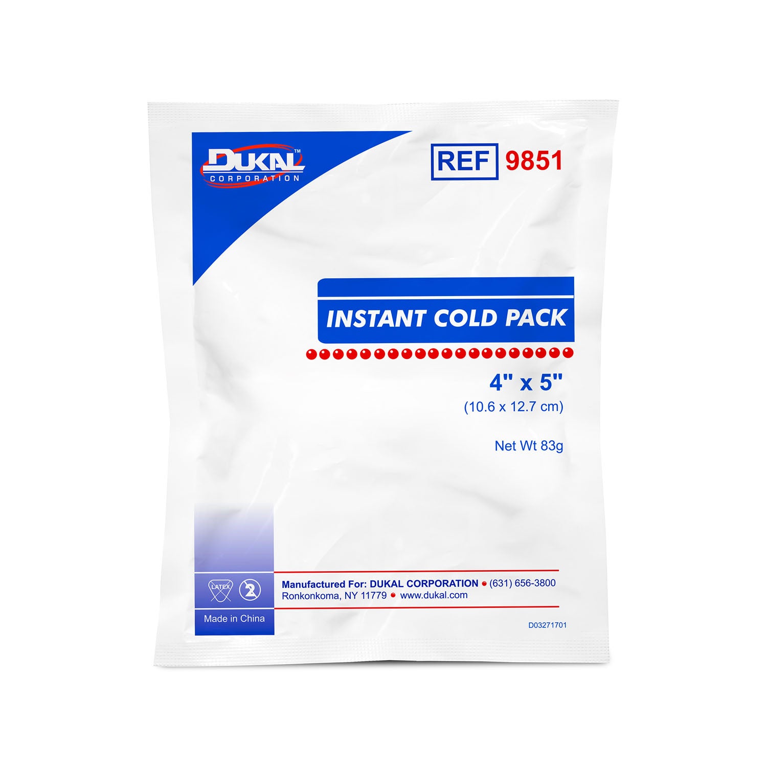 9851 - Dukal Corporation - Instant Cold Pack, Non-Sterile, 4" x 5", 50/cs , cs
