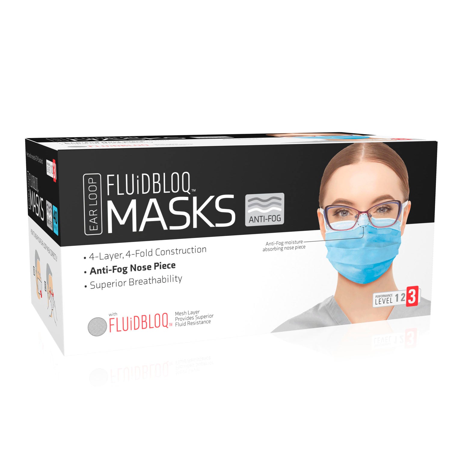 ULM-6371 - Dukal Corporation - Mask, Ear Loop, Level 3, Anti-Fog, Blue, 40/bx, 20 bx/cs , cs