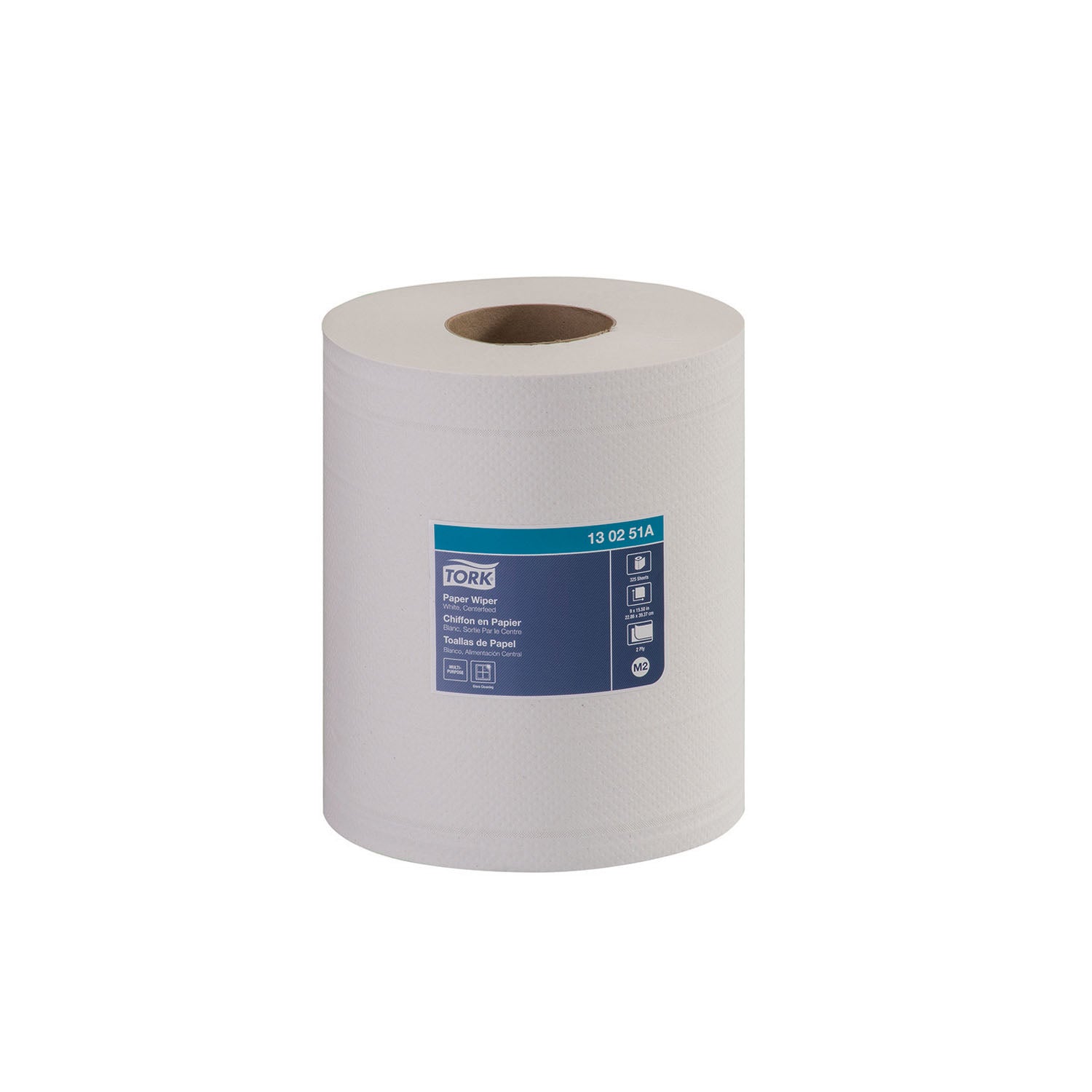 130251A - Essity Professional Hygiene North America, LLC - Paper Wiper, Centerfeed, Universal, White, 2-Ply, M2, 419.79ft, 9" x 7.7", 325 sht/rl, 4 rl/cs (90 cs/plt) , cs