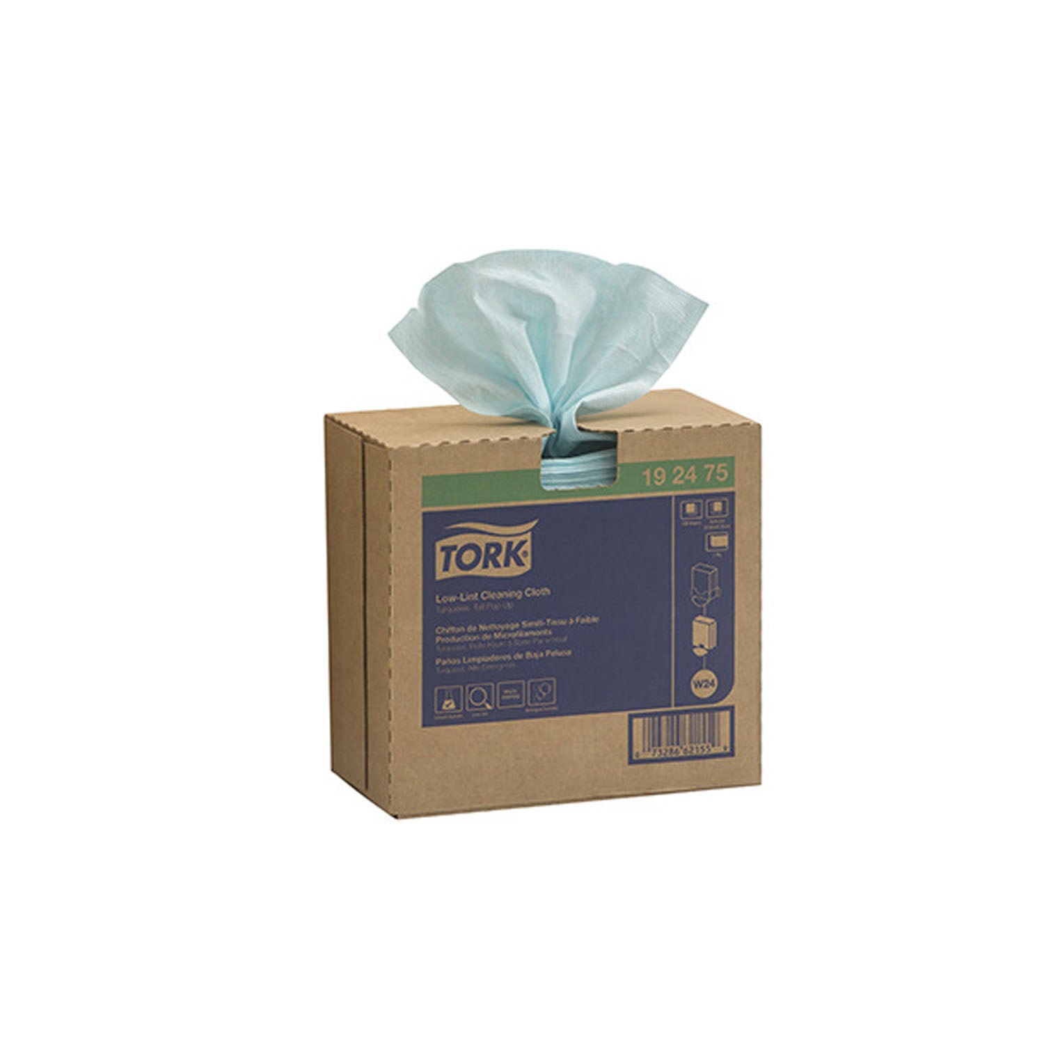 192475 - Essity Professional Hygiene North America, LLC - Paño de limpieza, baja pelusa, caja desplegable, 1 capa, turquesa, 16,5" x 9", 100 hojas/caja, 8 cajas/caja (40 cajas/placa)