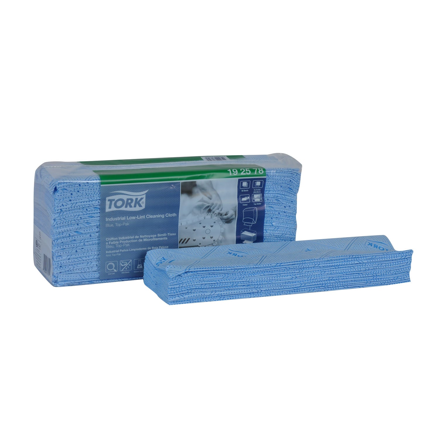 192578 - Essity Professional Hygiene North America, LLC - Paño de limpieza industrial, baja pelusa, Top-Pak, 1 capa, azul, 12.8" x 15.4", 80 hojas/paquete, 5 paquetes/caja (70 cajas/plt)