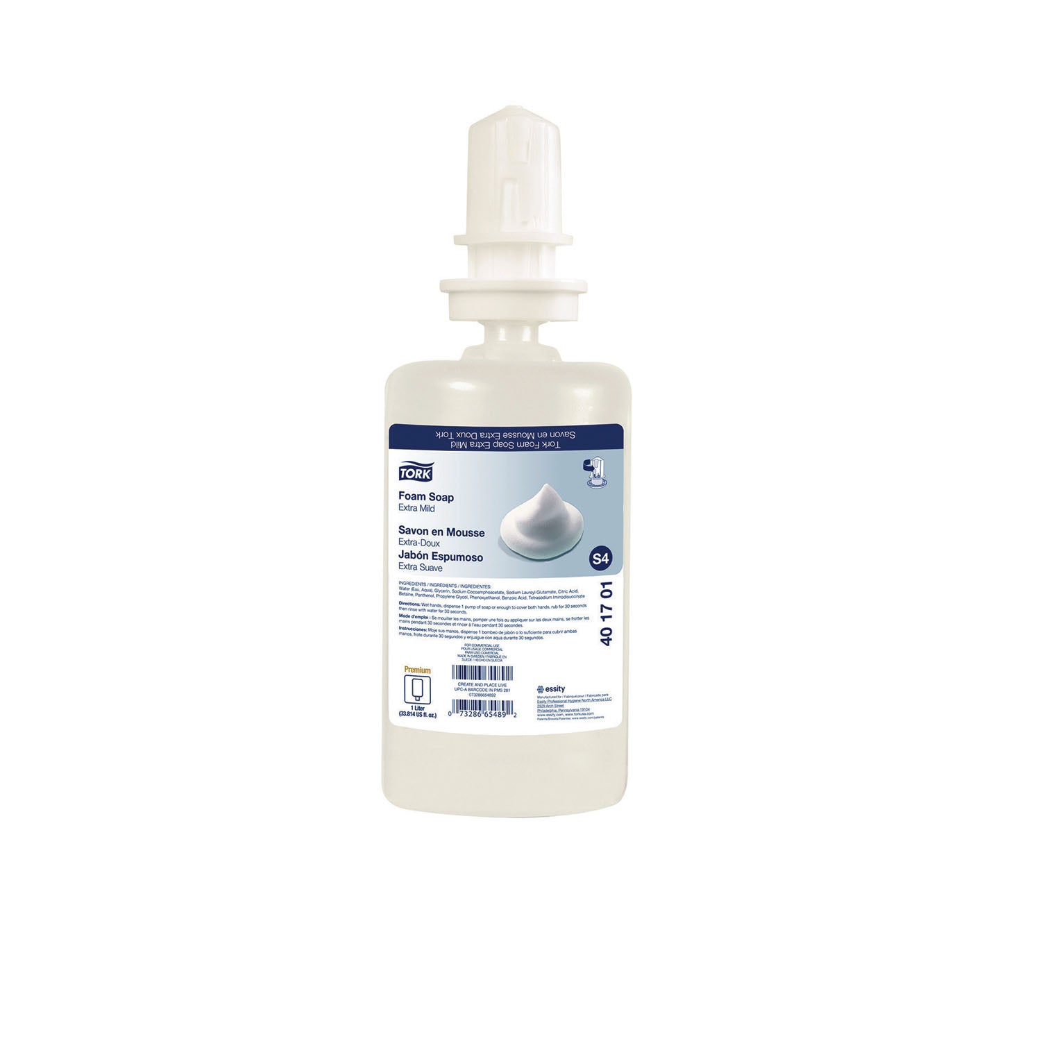 401701 - Essity Professional Hygiene North America, LLC - Jabón en espuma premium, extra suave, espuma blanca, sin perfume, 1 oz, 6/caja (80 cajas/plt) , caja