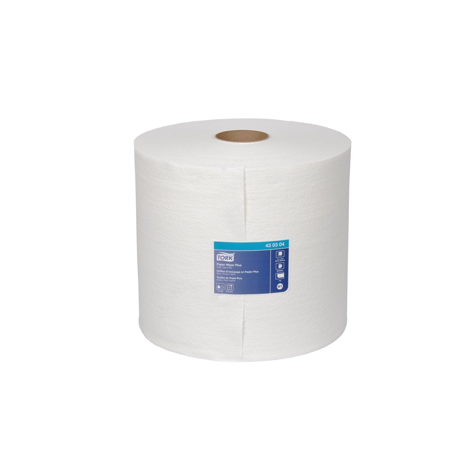 430304 - Essity Professional Hygiene North America, LLC - Toallitas de papel Plus, rollo gigante, avanzadas, blancas, de 1 capa, W1, 800 pies, 11.1" x 12.3", 1 rollo/caja (72 cajas/plt)