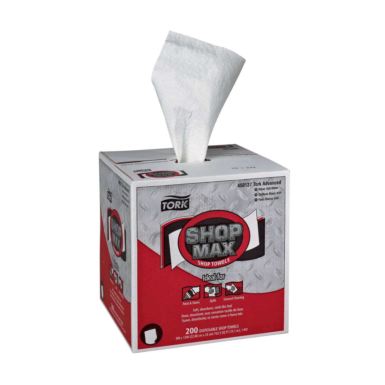 450137 - Essity Professional Hygiene North America, LLC - Paño ShopMax, alimentación central, avanzado, blanco, 1 capa, 216,67 pies, 200 hojas/caja, 4 cajas/caja (40 cajas/plt), caja