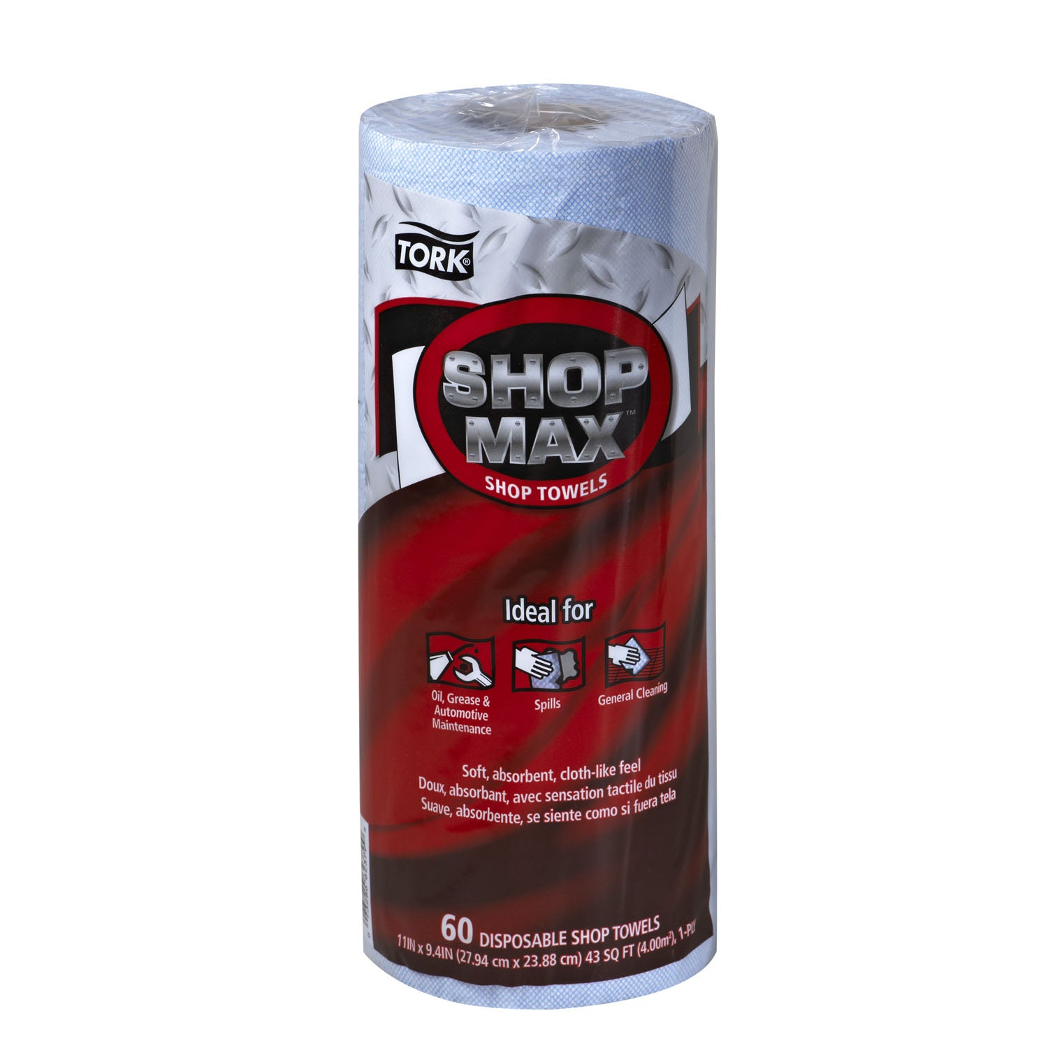 450360 - Essity Professional Hygiene North America, LLC - ShopMax Wiper, Roll Towel, Advanced, Blue, 1-Ply, 47 pies, 60 sht/rl, 30 rl/cs (24 cs/plt) , cs