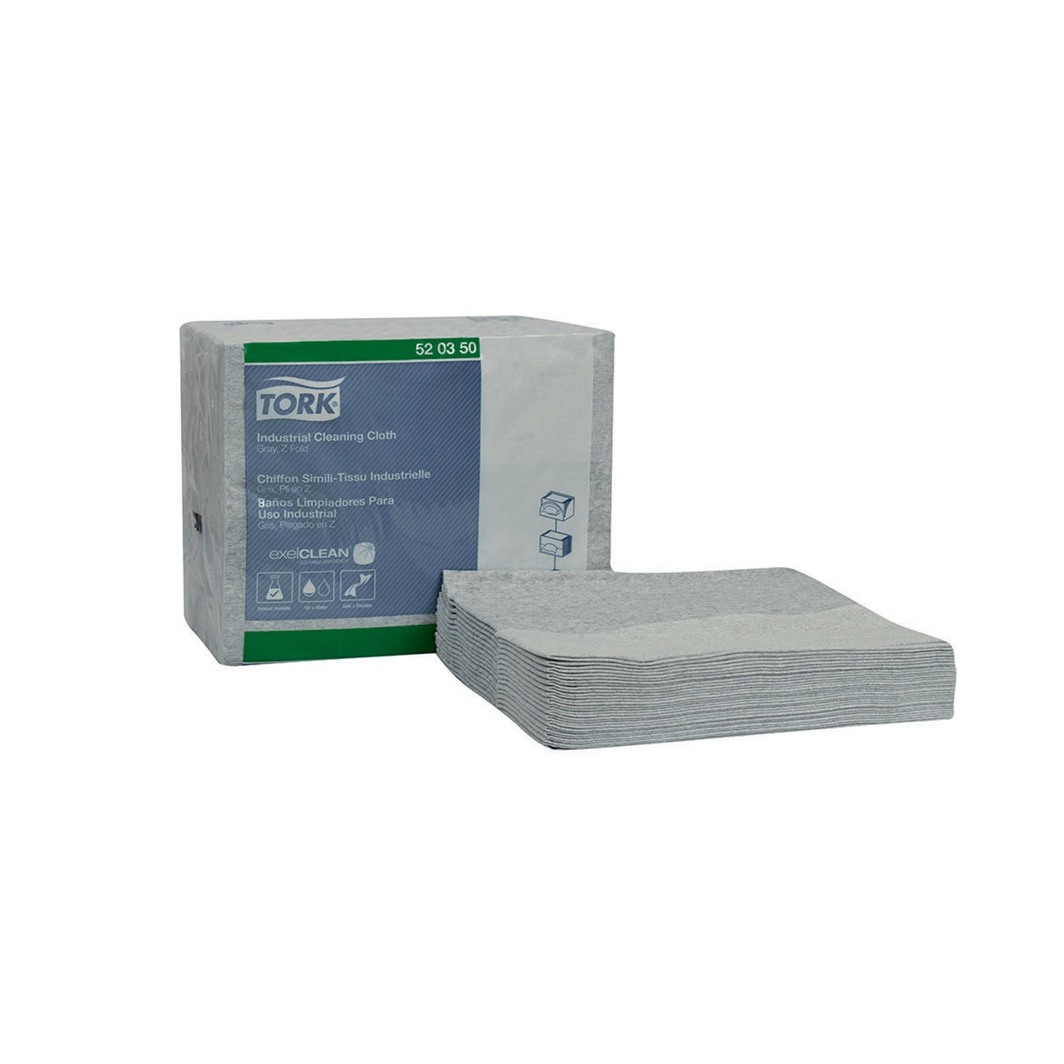 520350 - Essity Professional Hygiene North America, LLC - Paño de limpieza industrial, gris, 1 capa, ancho 8, 15,2" x 12,6", 55 hojas/paquete, 8 paquetes/caja (84 cajas/plt)