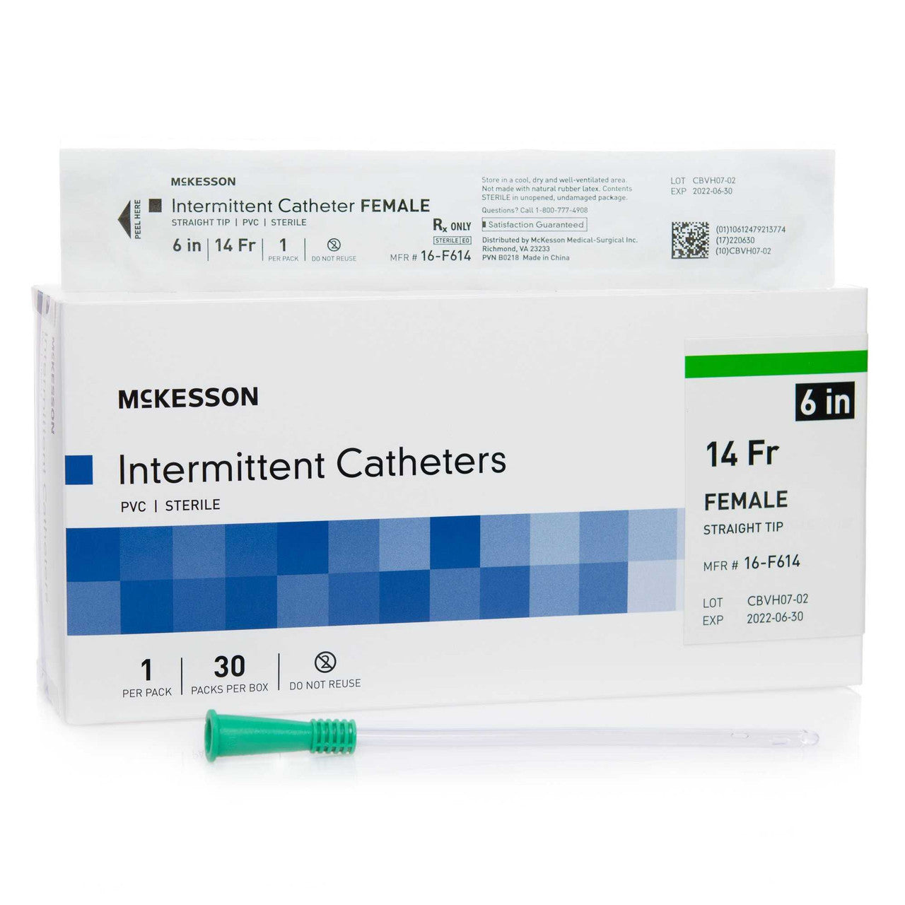 1020814 - McKesson - Urethral Catheter McKesson Straight Tip Uncoated PVC 14 Fr. 6 in, 16-F614 Pack of 1, (EA)