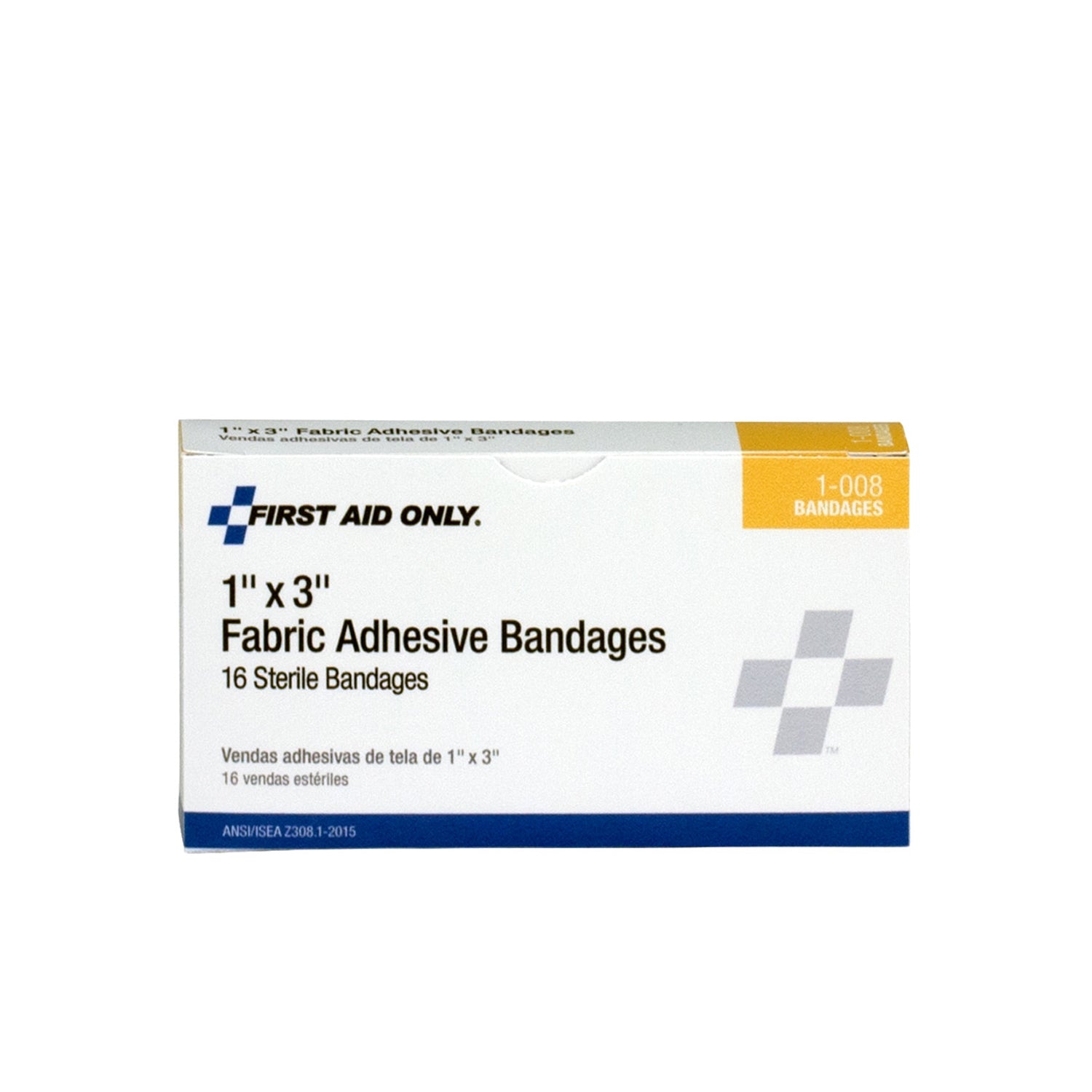 1-008-001 - First Aid Only/Acme United Corporation - Fabric Bandages, 1"x3", 16/bx (DROP SHIP ONLY - $150 Minimum Order) , bx