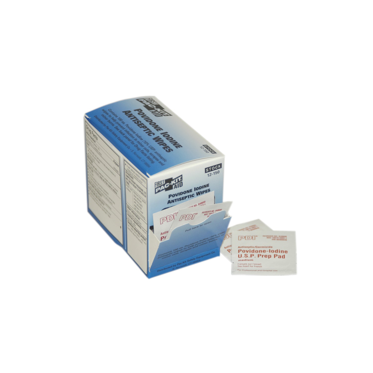 12-150 - First Aid Only/Acme United Corporation - PVP Iodine Wipes, 100/bx (DROP SHIP ONLY - $150 Minimum Order) , bx