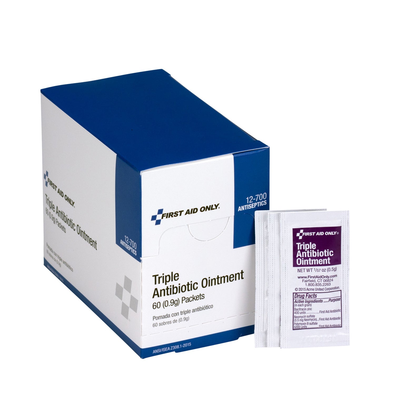 12-700 - First Aid Only/Acme United Corporation - Triple Antibiotic Ointment, 60/bx (DROP SHIP ONLY - $150 Minimum Order) , bx