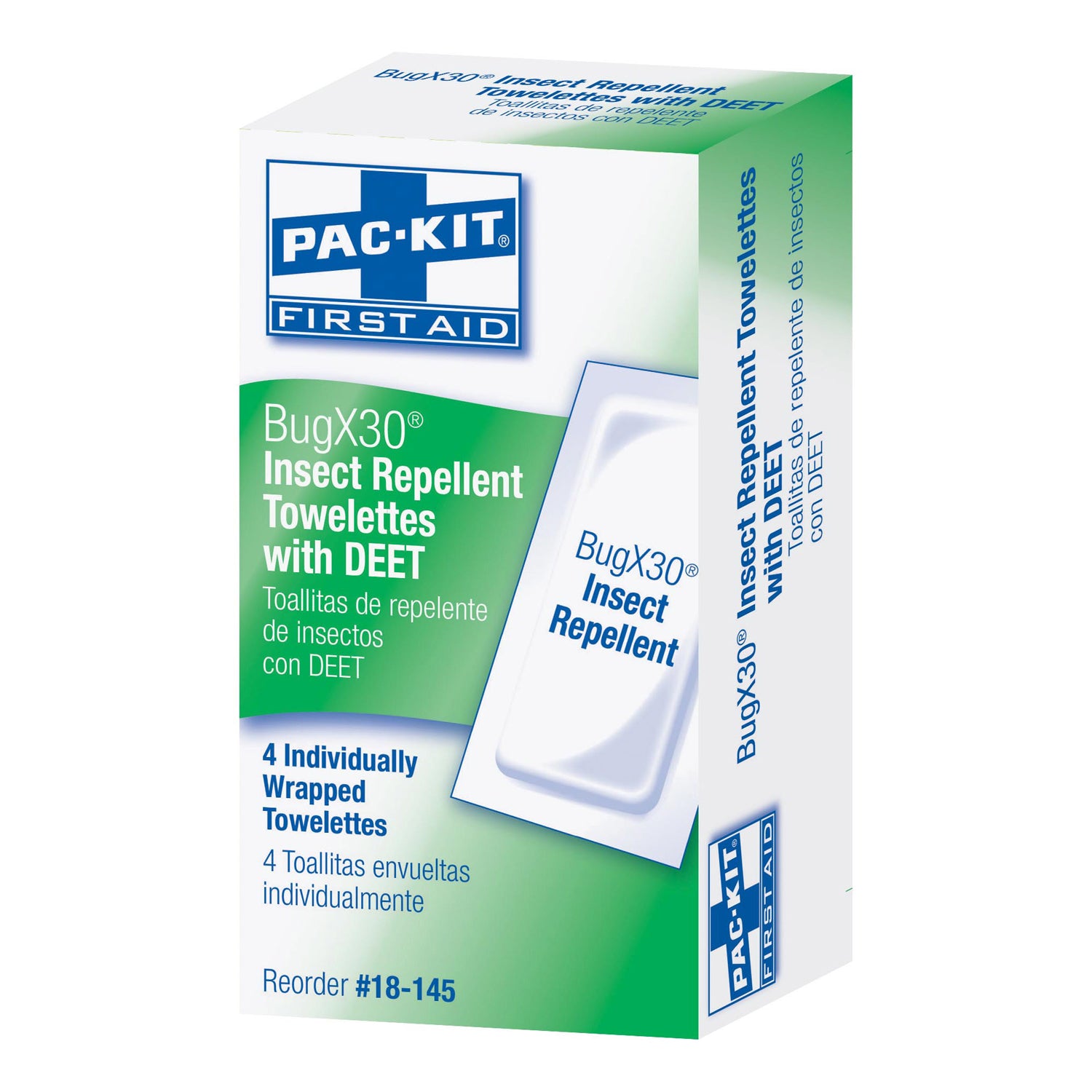 18-145 - First Aid Only/Acme United Corporation - BugX30 Insect Repellent Wipes, DEET, 4/bx (DROP SHIP ONLY - $150 Minimum Order) , bx