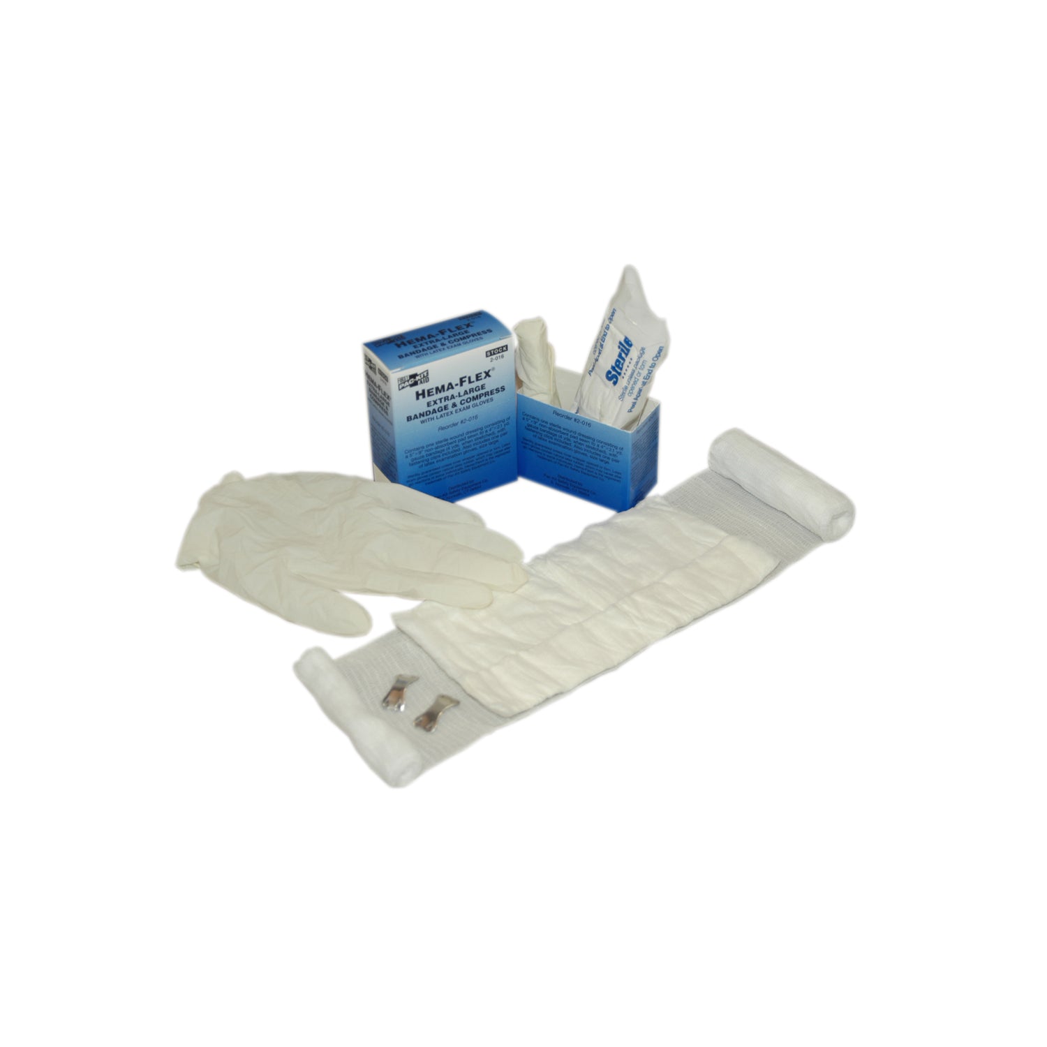 2-016-001 - Primeros auxilios solamente/Acme United Corporation - Compresa de vendaje Hema-Flex, 5" x 9", (2) guantes de nitrilo (SOLO ENVÍO DIRECTO - Pedido mínimo de $150) , c/u