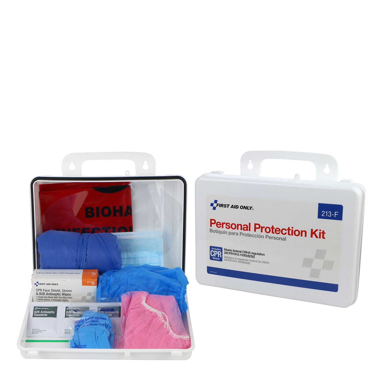 213-F - First Aid Only/Acme United Corporation - BBP Spill Clean Up Apparel Kit w/ CPR Pack, Plastic Case (DROP SHIP ONLY - $150 Minimum Order) , ea