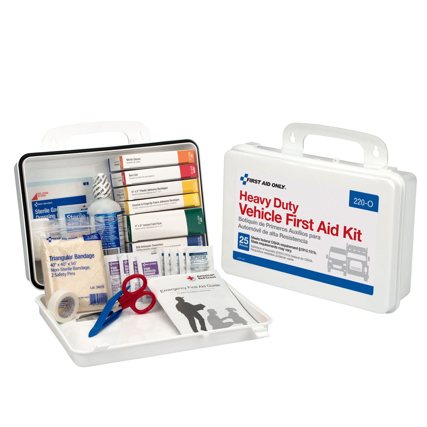 220-O - First Aid Only/Acme United Corporation - 25 Person Vehicle First Aid Kit, Plastic Case (DROP SHIP ONLY - $150 Minimum Order) , ea