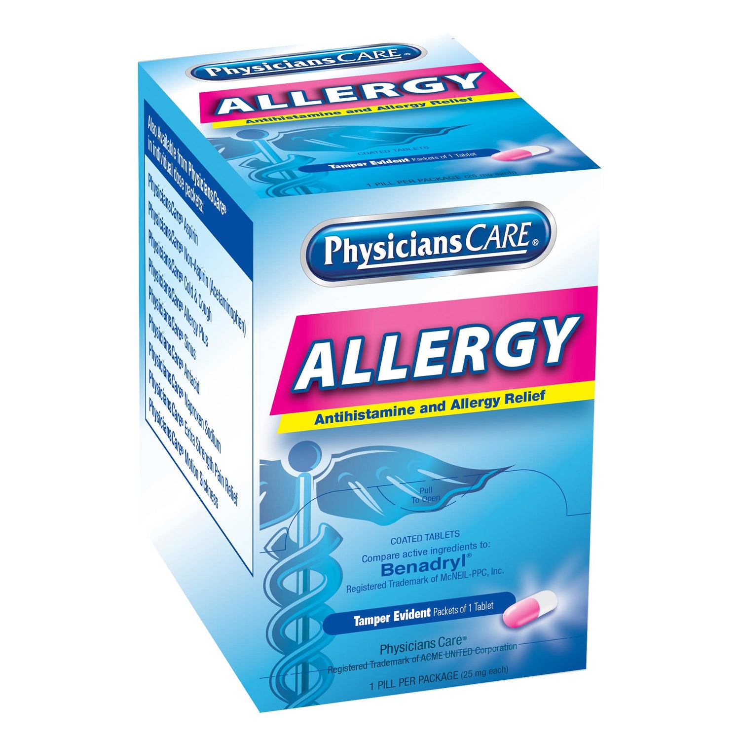 90036 - Primeros auxilios solamente/Acme United Corporation - PhysiciansCare Allergy, 1/paquete, 50/caja (SOLO ENVÍO DIRECTO - Pedido mínimo de $150), caja