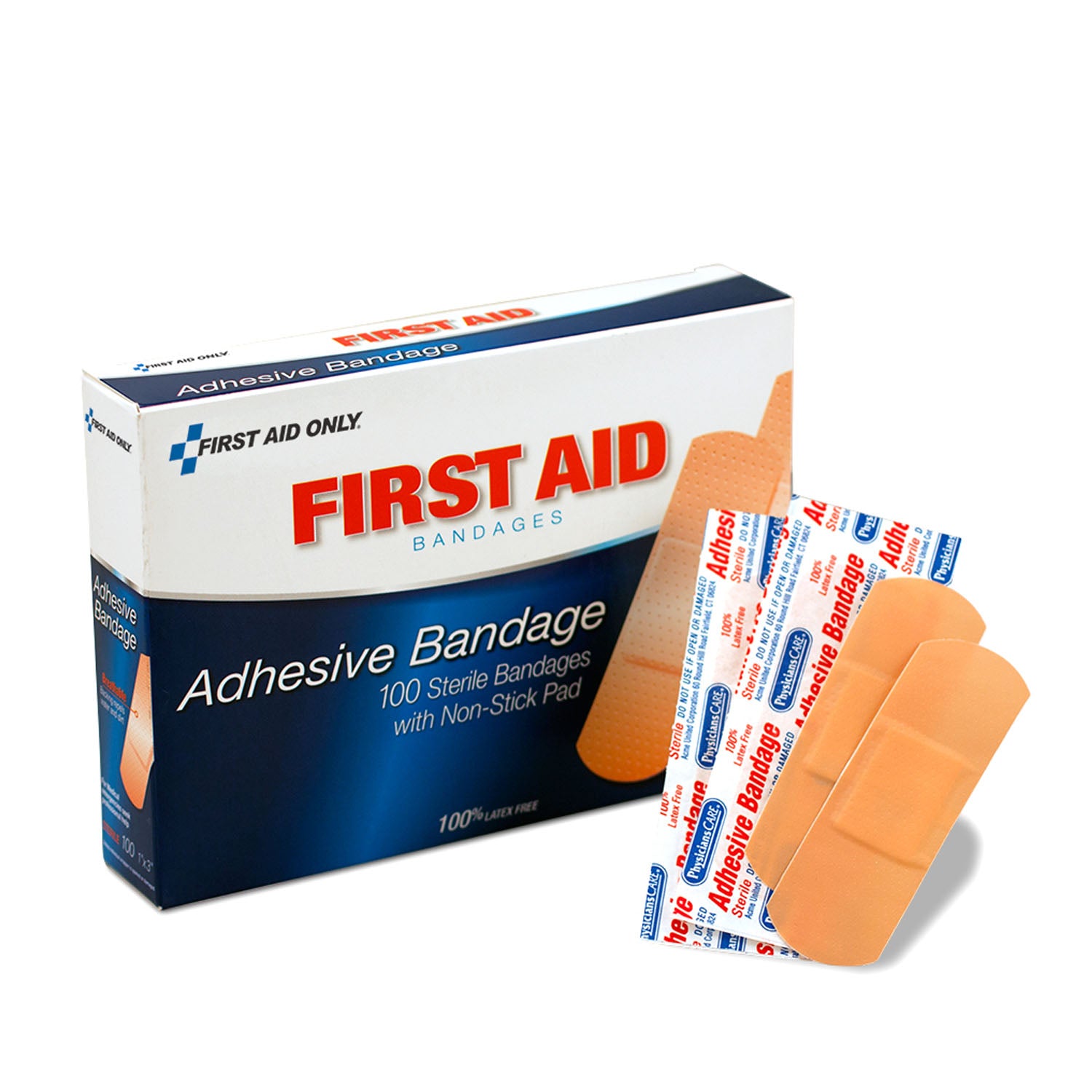 90097 - First Aid Only/Acme United Corporation - 1"x 3" Plastic Bandages, 100/bx (DROP SHIP ONLY - $150 Minimum Order) , bx