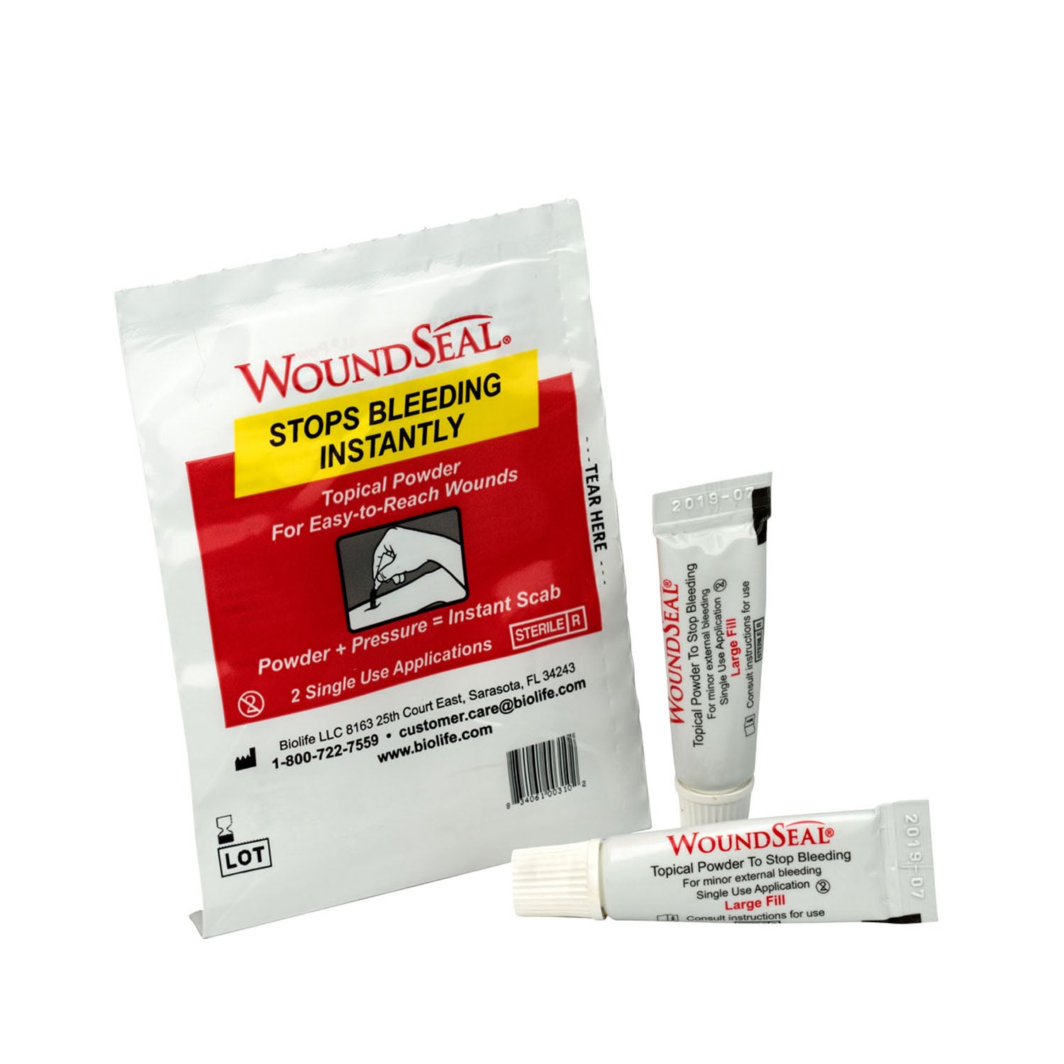 90326 - Primeros auxilios solamente/Acme United Corporation - Polvo anticoagulante WoundSeal, paquetes de vertido, 2 unidades (SOLO ENVÍO DIRECTO - Pedido mínimo de $150) , c/u