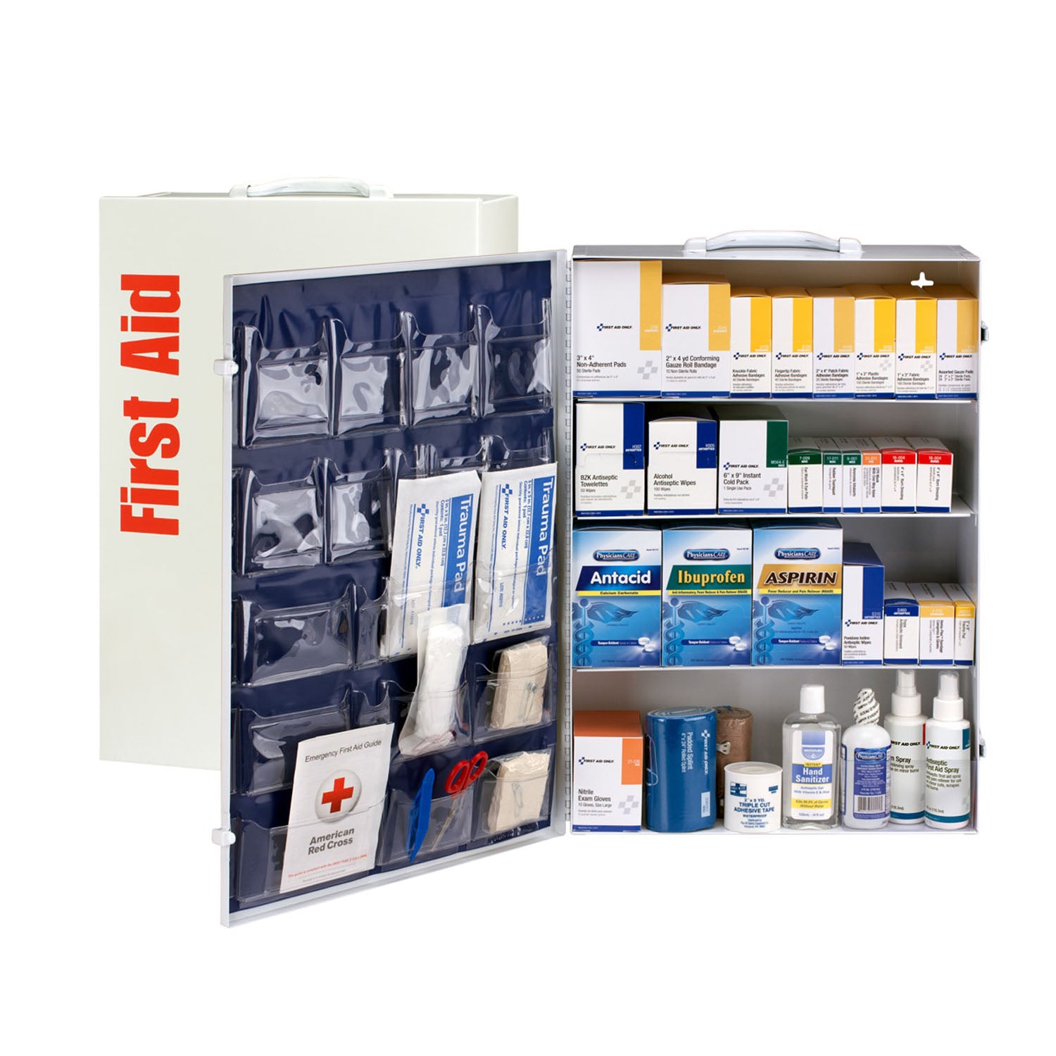 90576 - First Aid Only/Acme United Corporation - 4 Shelf First Aid ANSI B+ Metal Cabinet, with Meds (DROP SHIP ONLY - $150 Minimum Order) , ea
