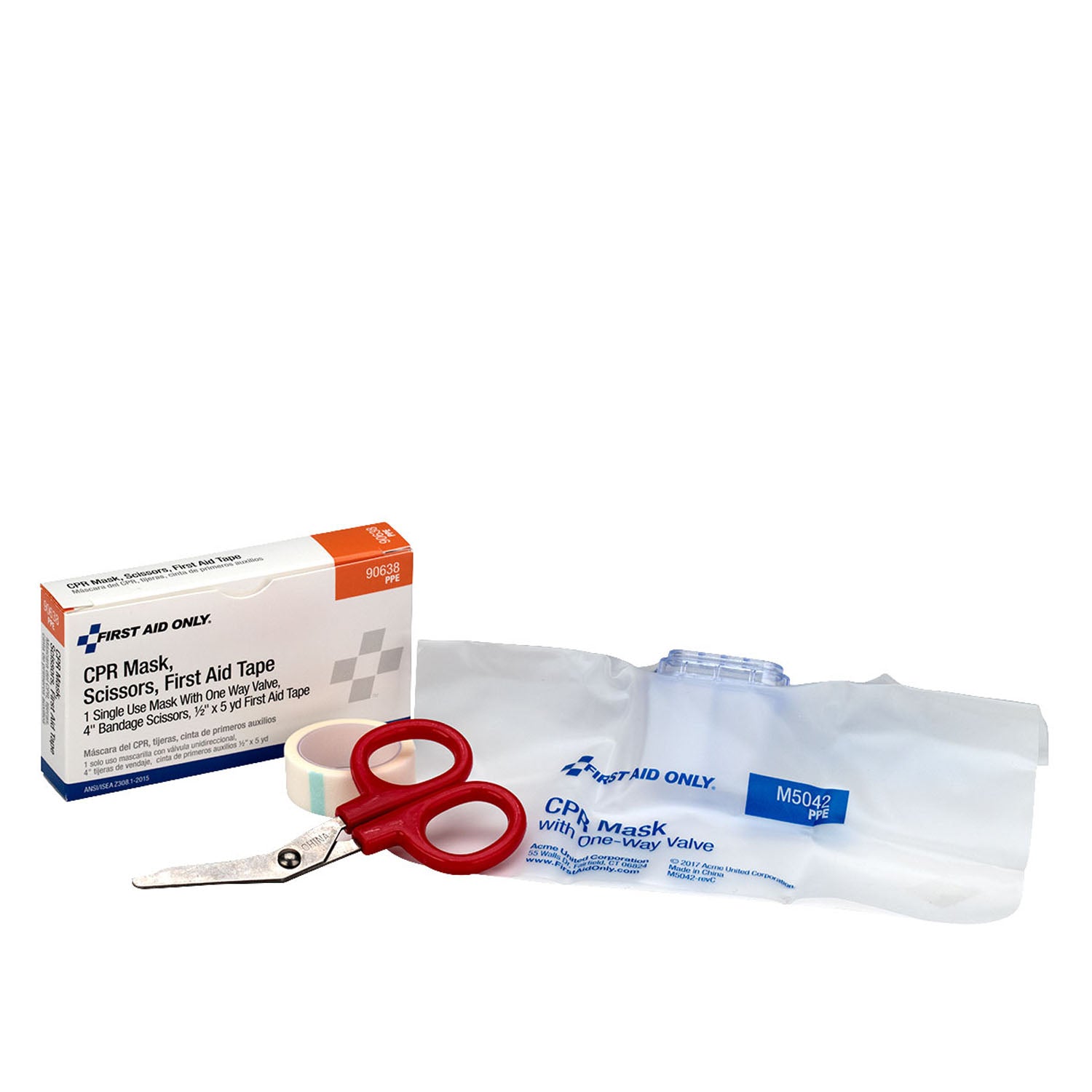 90638 - First Aid Only/Acme United Corporation - CPR Mask, Scissors, Tape Roll, 1ea/bx (DROP SHIP ONLY - $150 Minimum Order) , ea