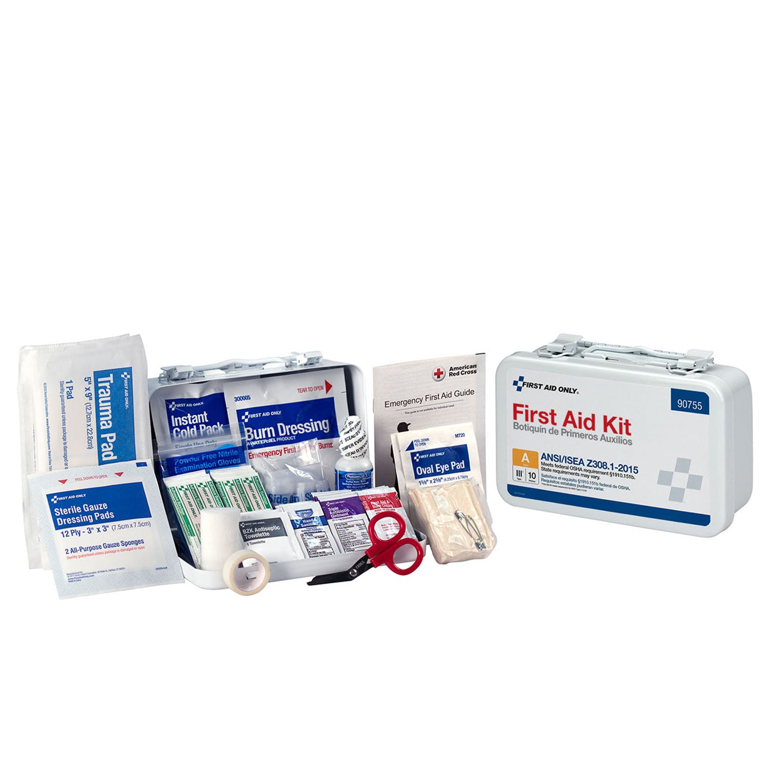 90755 - First Aid Only/Acme United Corporation - 10 Person First Aid Kit, ANSI A, Metal Case (DROP SHIP ONLY - $150 Minimum Order) , ea