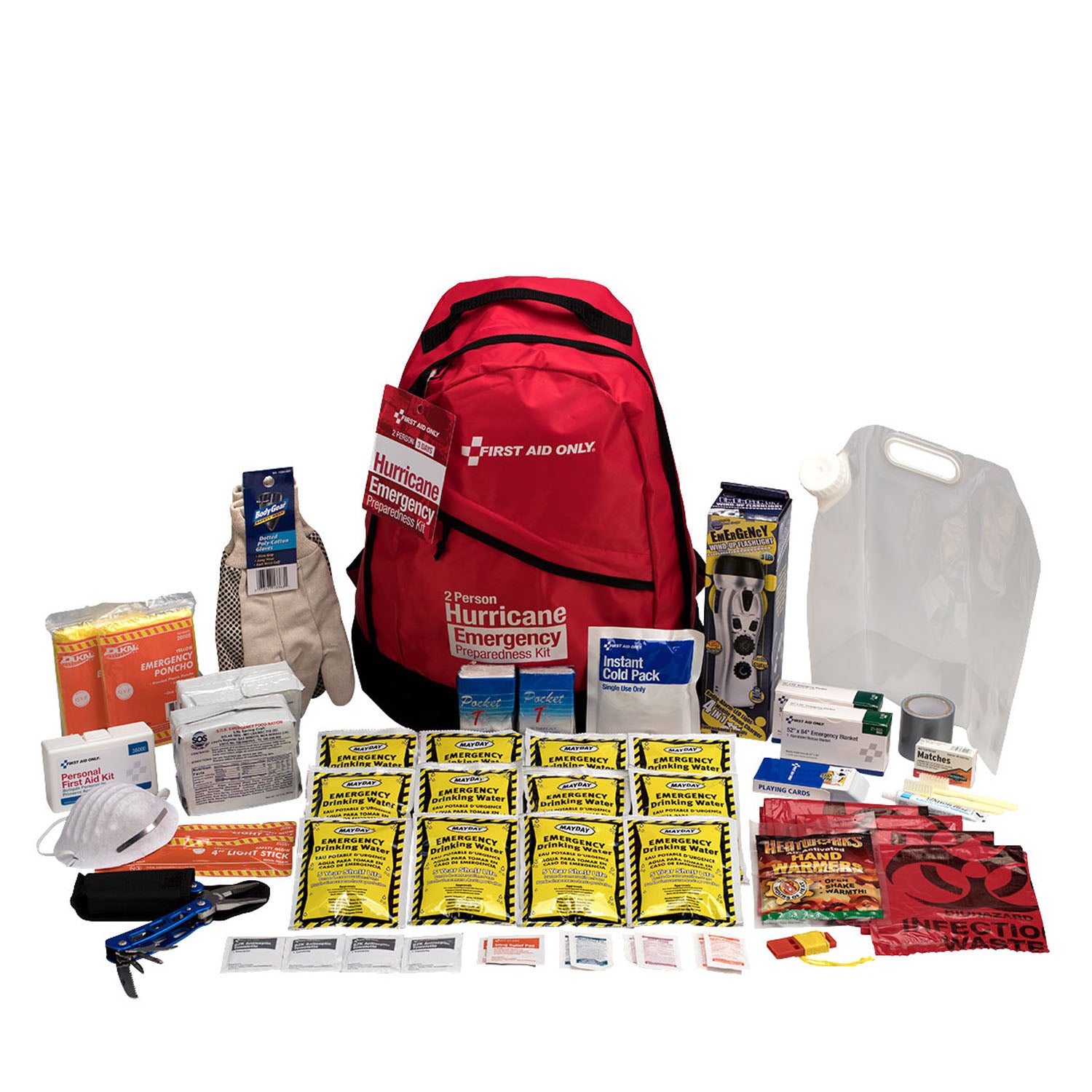 91055 - Primeros auxilios solamente/Acme United Corporation - Mochila de preparación para emergencias por huracán, para 2 personas (SOLO ENVÍO DIRECTO - Pedido mínimo de $150) , c/u