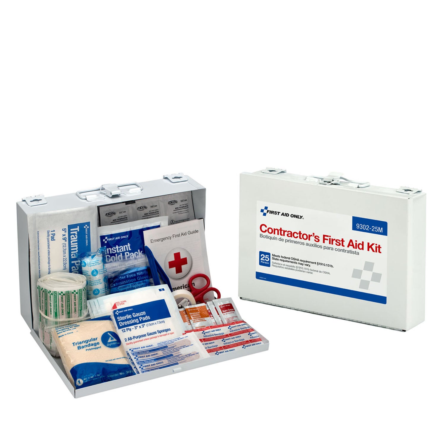 9302-25M - First Aid Only/Acme United Corporation - 25 Person Contractor First Aid Kit, 178 Piece, Metal Case (DROP SHIP ONLY - $150 Minimum Order) , ea