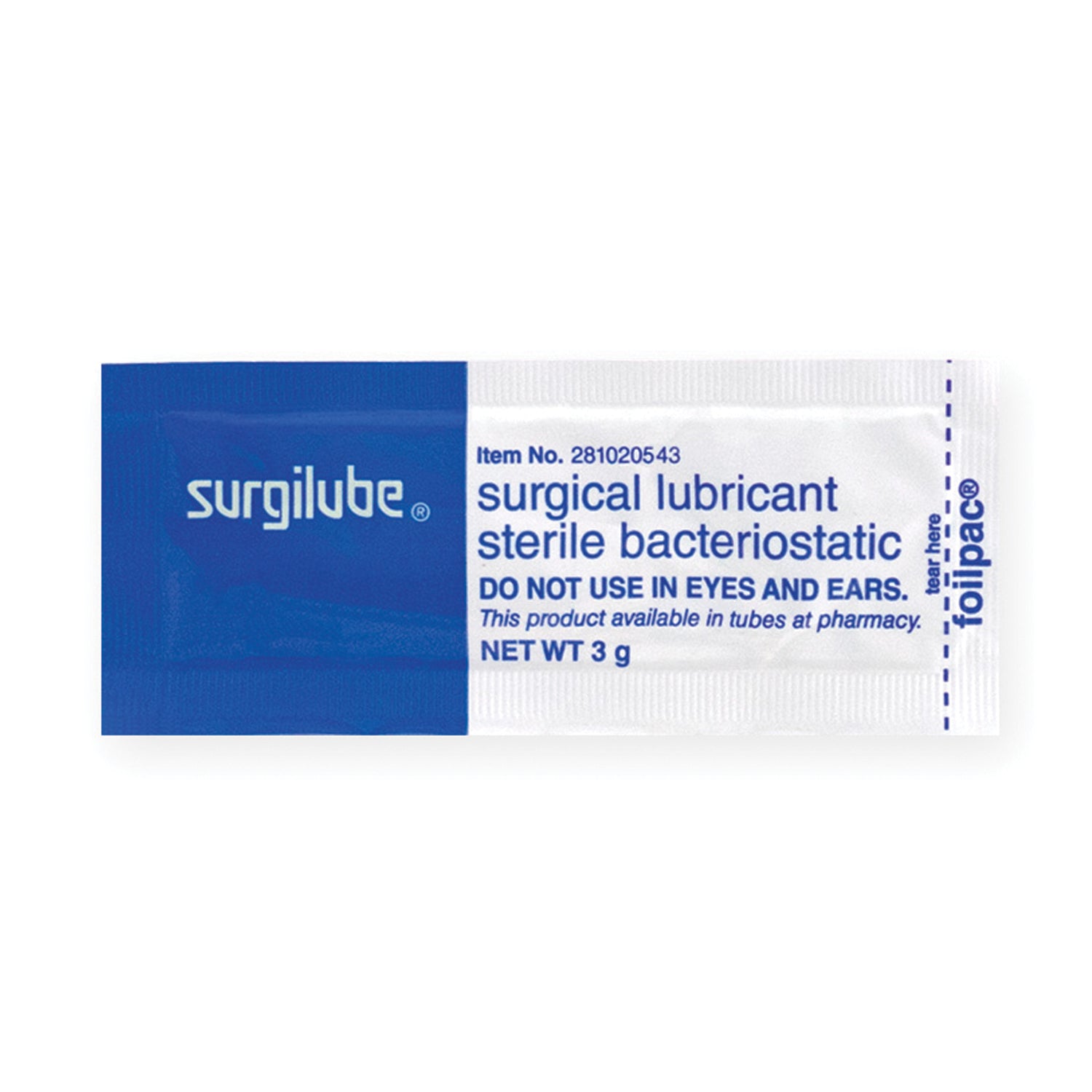 0281-0205-43 - HR Healthcare - SURGILUBE® 3克 FOILPAC®(鋁箔複合膜),144片/盒(12盒/箱,48盒/板),盒裝