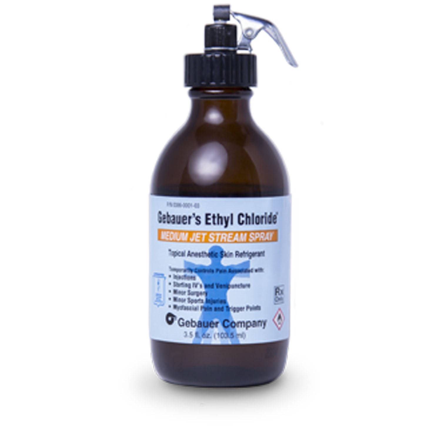0386-0001-03 - Gebauer Company - Medium Jetstream Spray, 3.9 fl oz (115ml), Plastisol Coated Amber Glass Bottle (Rx), 12/dz (84 dz/plt) (HAZMAT Fees Apply, cannot ship via Air or to AK, GU, HI, MP, PR, VI - See Vendor Information Page for more details)
