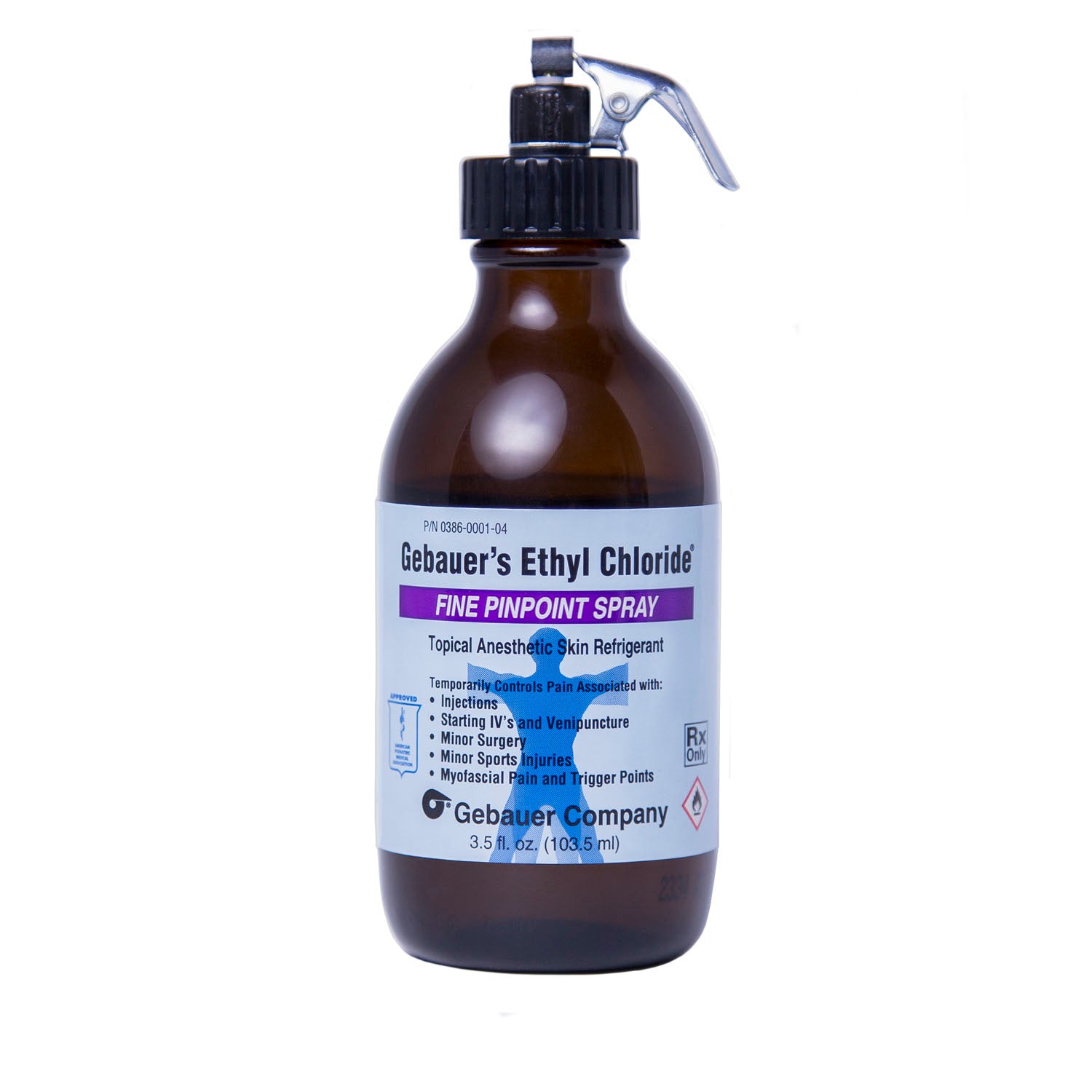 0386-0001-04 - Gebauer Company - Fine Pinpoint Stream Spray, 3.9 fl oz (115ml), Plastisol Coated Amber Glass Bottle (Rx), 12/dz (HAZMAT Fees Apply, cannot ship via Air or to AK, GU, HI, MP, PR, VI - See Vendor Information Page for more details) REQUIRE
