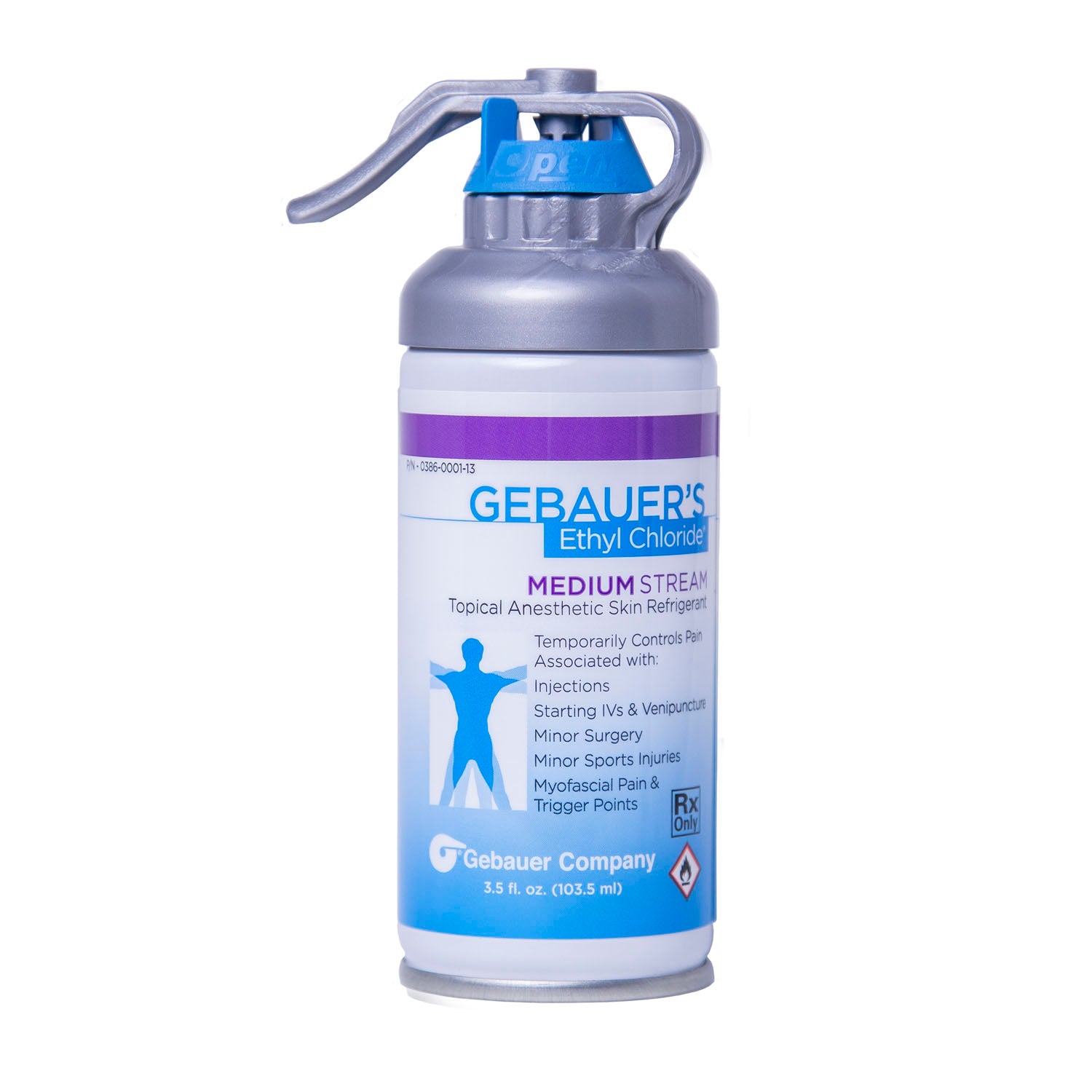 0386-0001-11 - Gebauer Company - Medium Stream, 3.9 fl oz (115ml), Accu-Stream 360™, Aerosol Can (Rx), 12/dz (HAZMAT Fees Apply, cannot ship via Air or to AK, GU, HI, MP, PR, VI - See Vendor Information Page for more details) REQUIRES HAZMAT SHIPMENT ,
