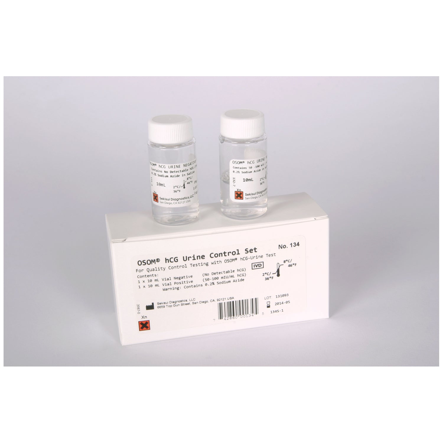 134 - Sekisui Diagnostics, LLC - hCG Urine Control Set (1 positive & 1 negative per set) (Ships on ice) (Item is Non-Returnable & Non-Refundable) (Continental US Only) , ea