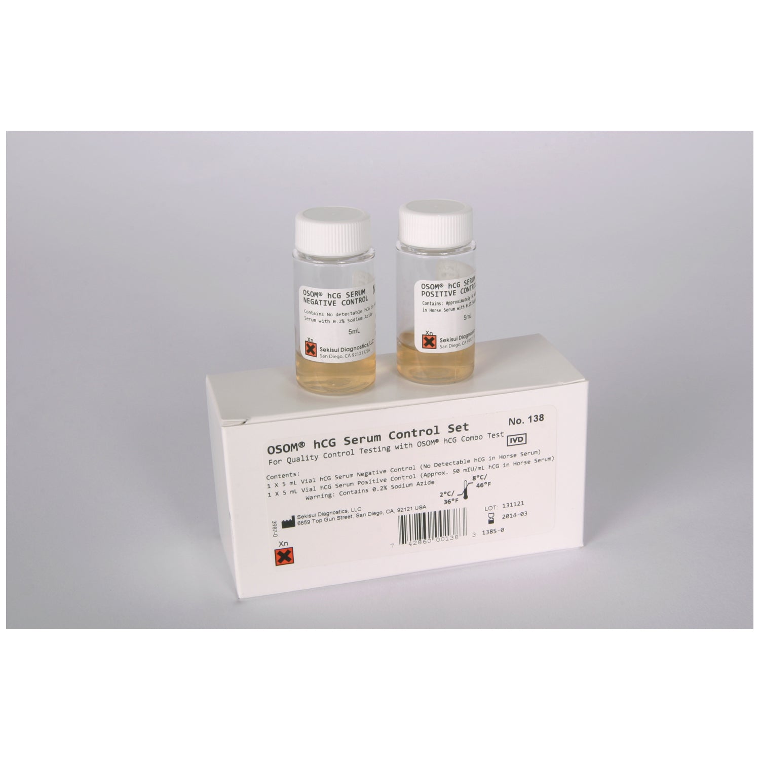 138 - Sekisui Diagnostics, LLC - OSOM® hCG Serum Controls For OSOM® hCG Combo (Ships on ice) (Item is Non-Returnable & Non-Refundable) (Continental US Only) , kt