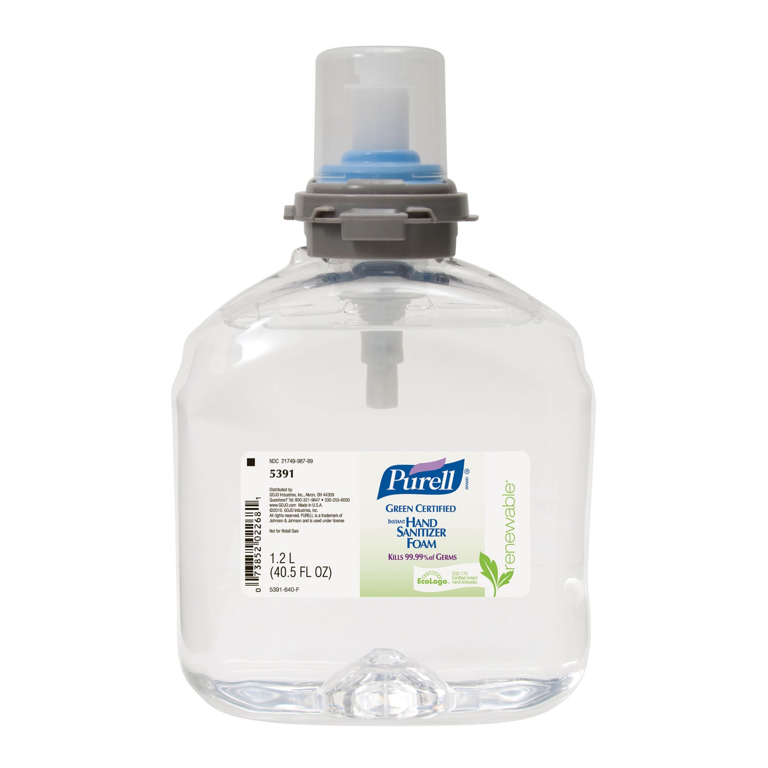 5391-02 - GOJO Industries, Inc. - TFX™ Foam Hand Sanitizer, 1200mL, 2/cs (HAZMAT Fees Apply, cannot ship via Air or to AK, GU, HI, MP, PR, VI) , cs