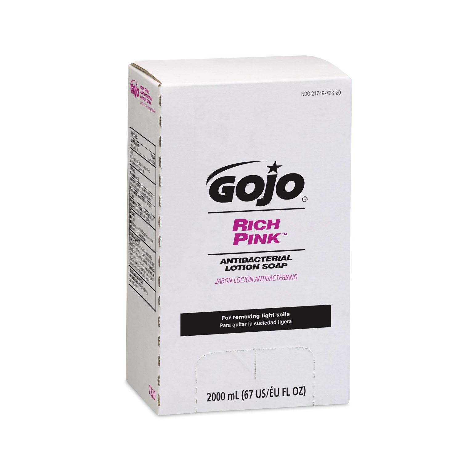 7220-04 - GOJO Industries, Inc. - 亮粉色抗菌乳液皂,4塊/箱,箱裝