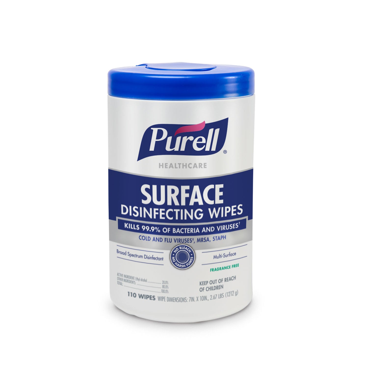 9340-06 - GOJO Industries, Inc. - Purell® Healthcare Surface Disinfecting Wipes, 110ct Canister, 6/ct (HAZMAT Fees Apply, cannot ship via Air or to AK, GU, HI, MP, PR, VI) REQUIRES HAZMAT SHIPMENT , ct