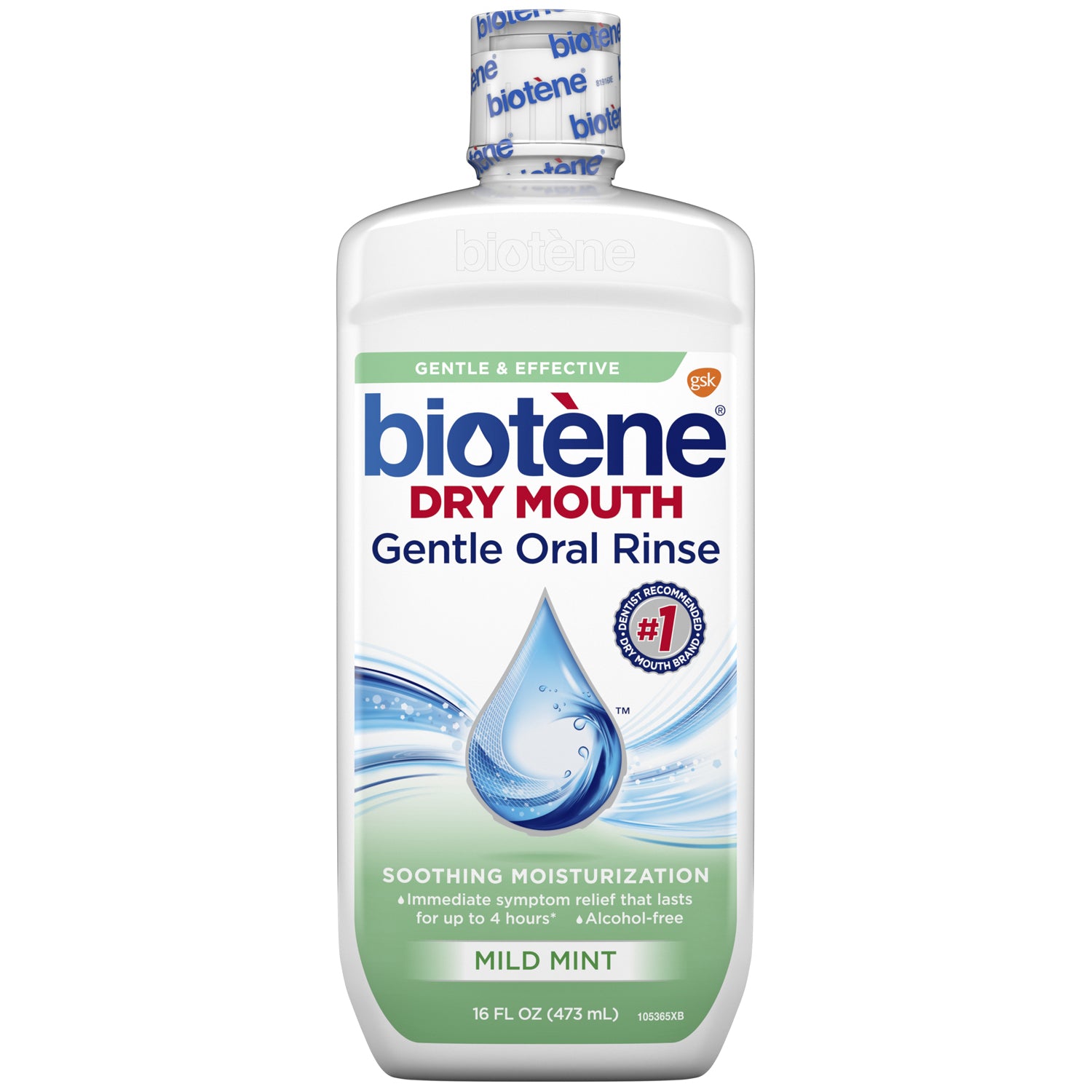 60000000042313 - Haleon US Services Inc. - Biotene Dry Mouth Gentle Oral Rinse, Mild Mint, 16 oz. bottle, 4/pkg, 2 pkg/cs (8 bottles total) (Available for sale in US only) (Products cannot be sold on Amazon.com or any other third Party sites.) (Item is N
