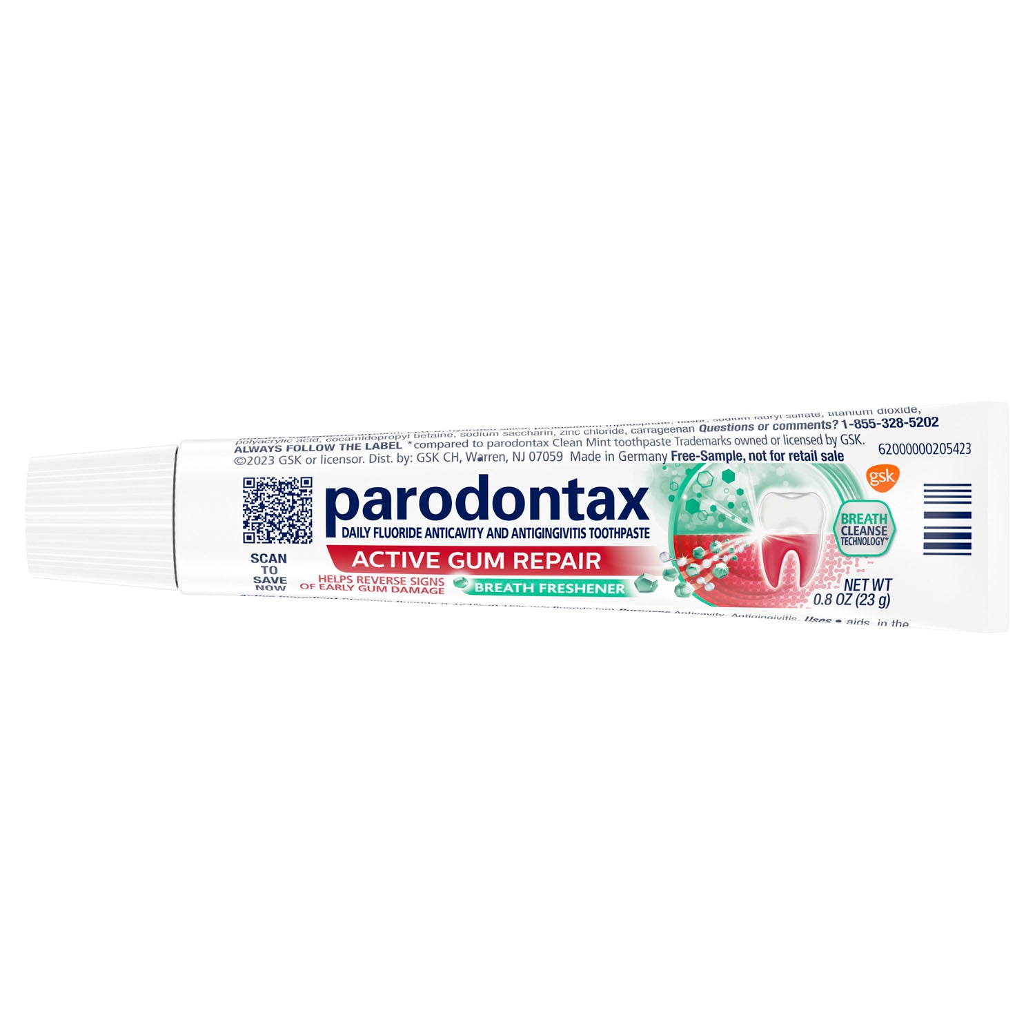 60000000202705 - Haleon US Services Inc. - Parodontax Active Gum Repair Breath Freshener Toothpaste, 0.8 oz., 50 cartonless tubes/cs (Available for sale in US only) (Products cannot be sold on Amazon.com or any other third Party sites) , cs
