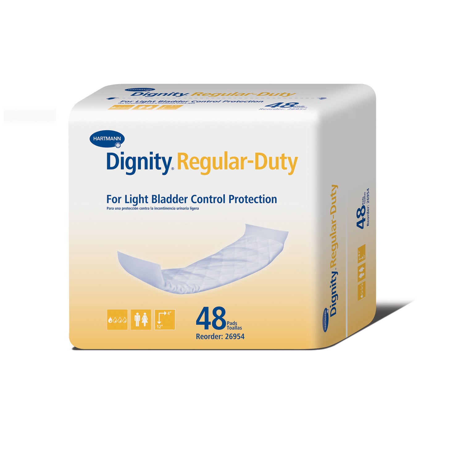 26954 - Hartmann USA, Inc. - Dignity® Regular-Duty Pad, For Light Protection, 4" x 12", White, 48/bg, 8 bg/cs (Hartmann has a $3000 Minimum for Drop Ship Orders) , cs