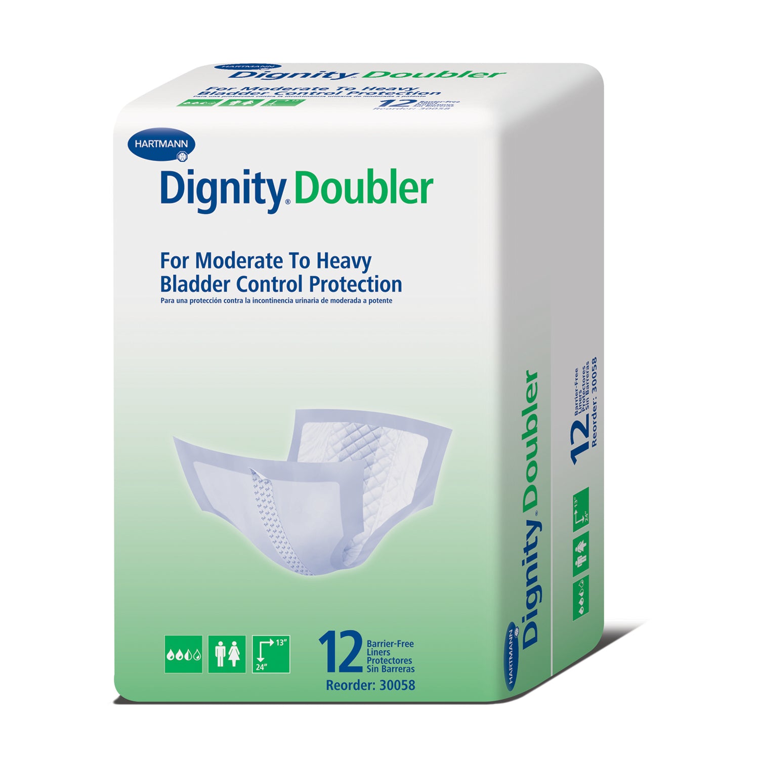 30058 - Hartmann USA, Inc. - Dignity® Doubler, For Moderate to Heavy Protection, 13" x 24", White, 12/bg, 6 bg/cs (Hartmann has a $3000 Minimum for Drop Ship Orders) , cs