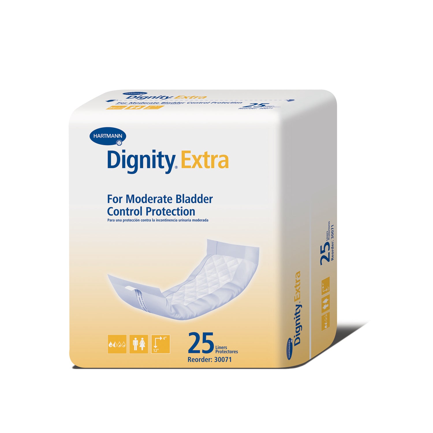 30071 - Hartmann USA, Inc. - Dignity® Extra Insert, For Light to Moderate Protection, 4" x 12", White, 25/bg, 10 bg/cs (Hartmann has a $3000 Minimum for Drop Ship Orders) , cs