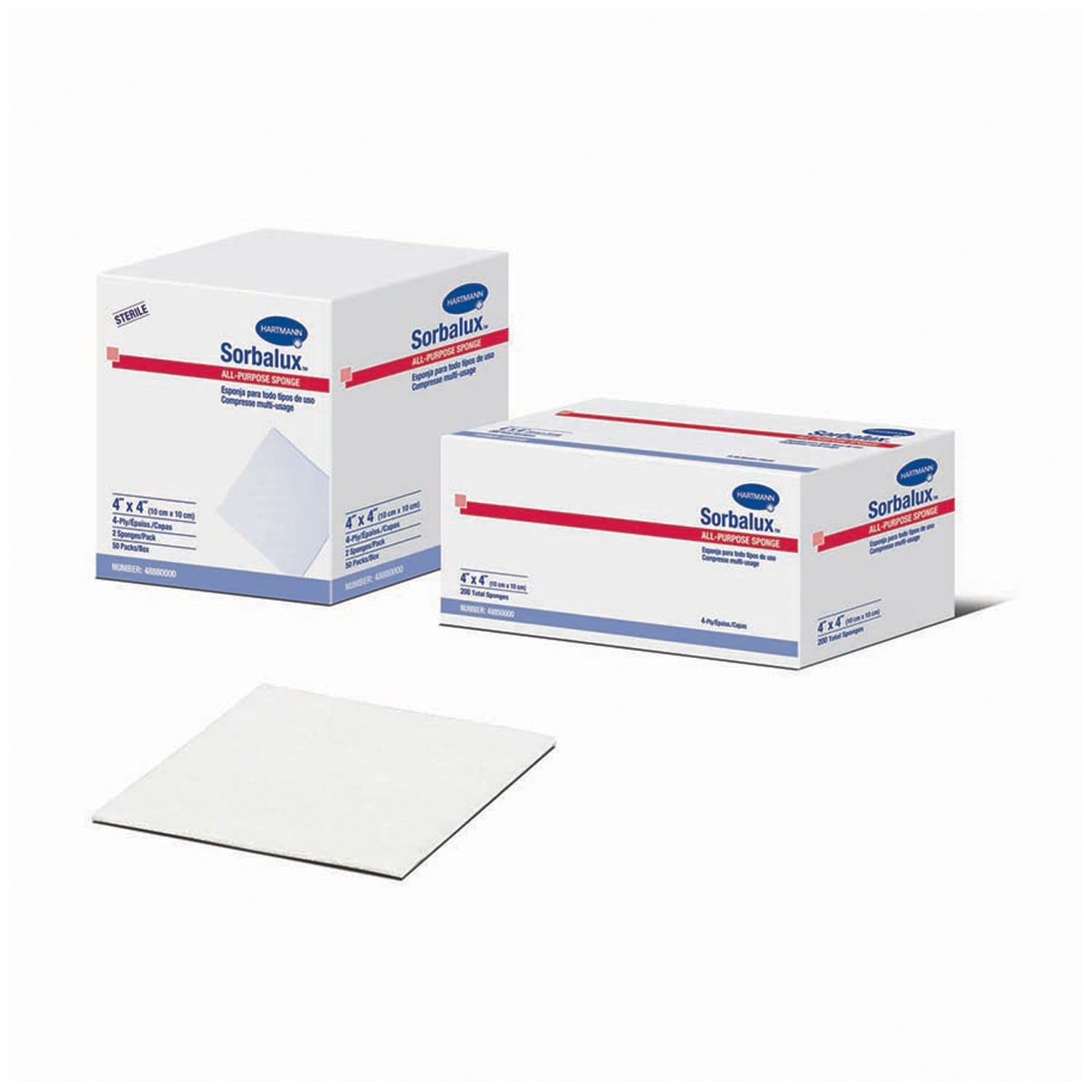 48880000 - Hartmann USA, Inc. - Sponge, All-Purpose, Sterile, 4" x 4", 4-Ply, 2/pk, 50 pk/bx, 12 bx/cs (To Be DISCONTINUED) (Hartmann has a $3000 Minimum for Drop Ship Orders) , cs